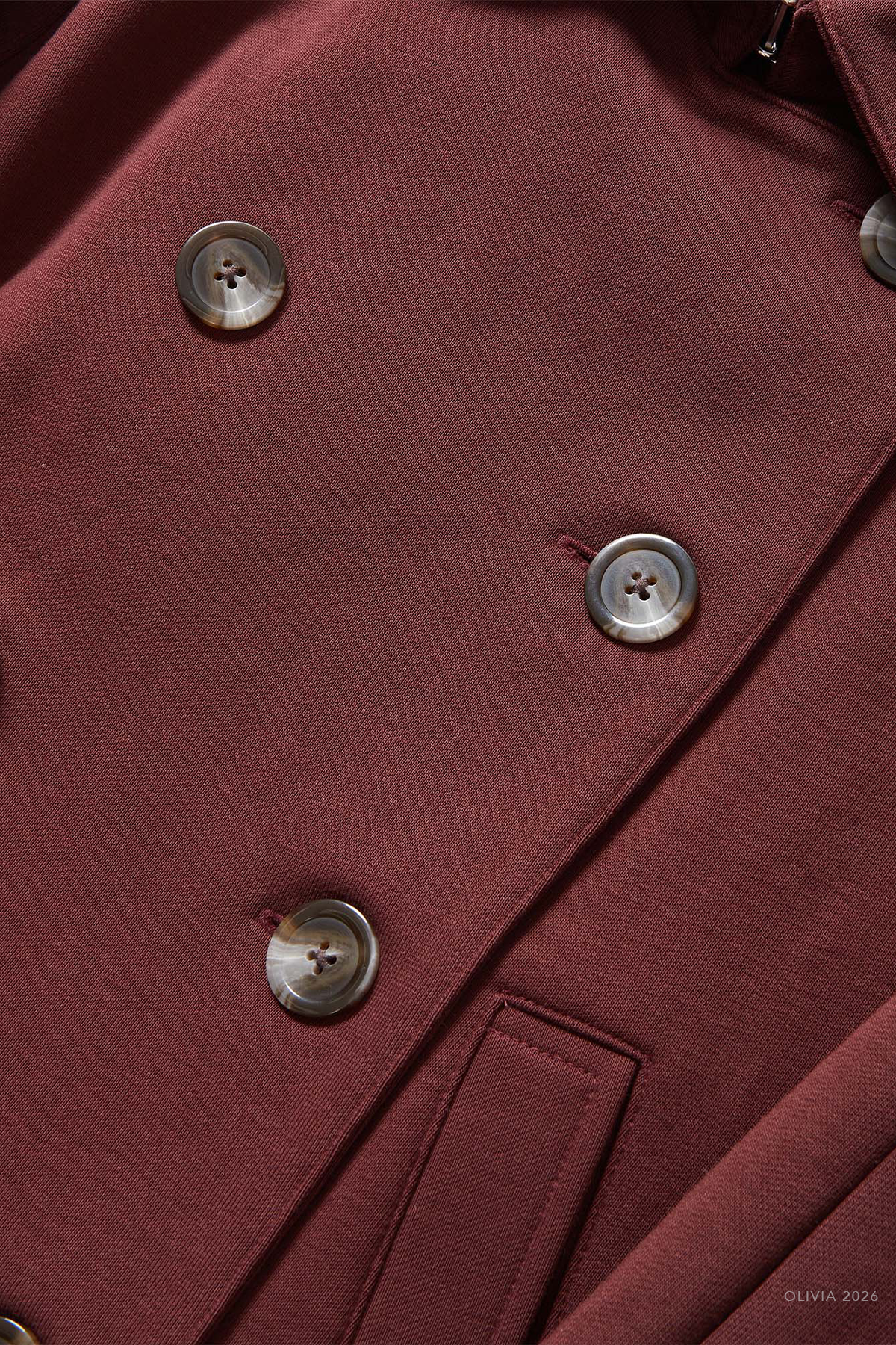 Conneley Cropped Trench Coat in Burgundy