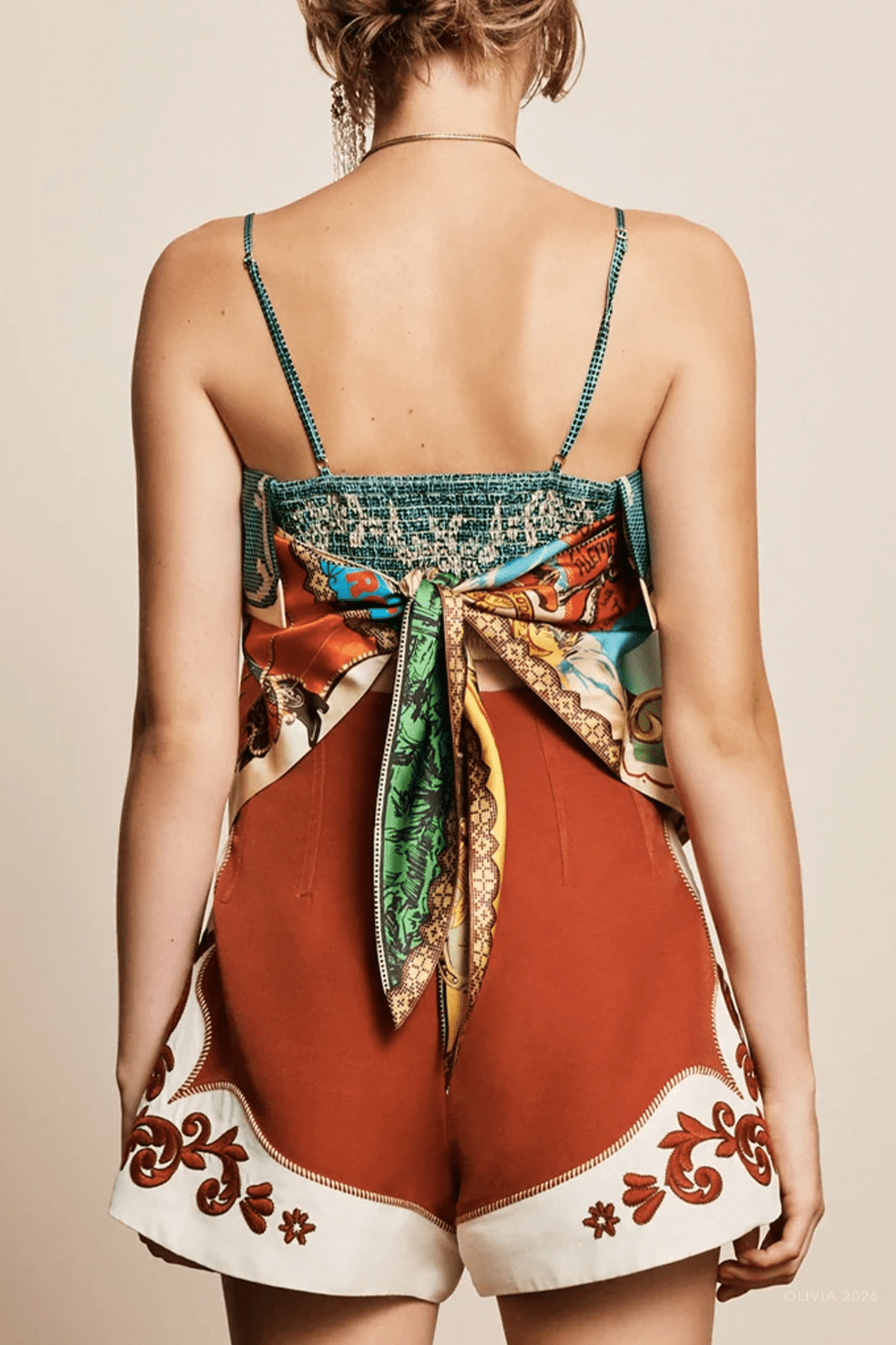 Ace Silk Scarf Top in Multicolor - shop-olivia.com