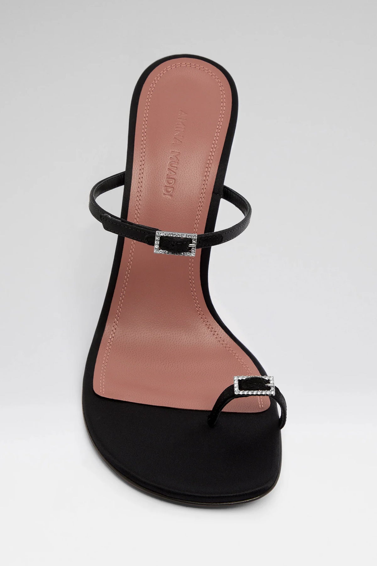 Adut Thong Slipper 105 in Black Satin - shop - olivia.com