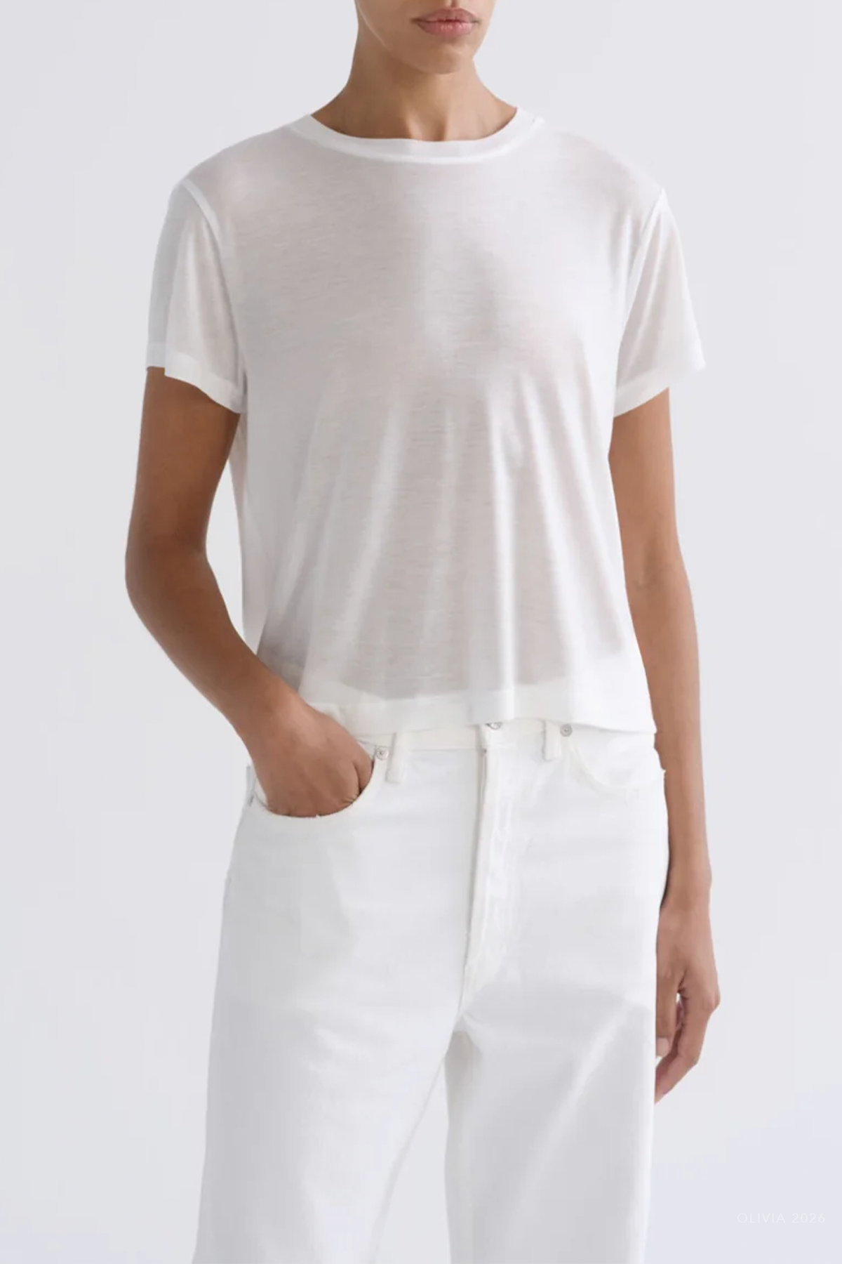 Adine Shrunken Tee (Tencel Jersey) in Gesso