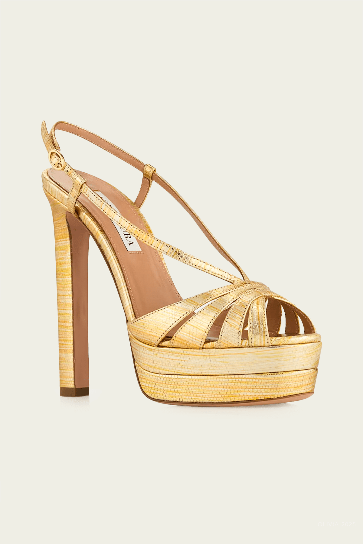 Aimee Sandal Plateau 130 in Multi Gold - shop - olivia.com