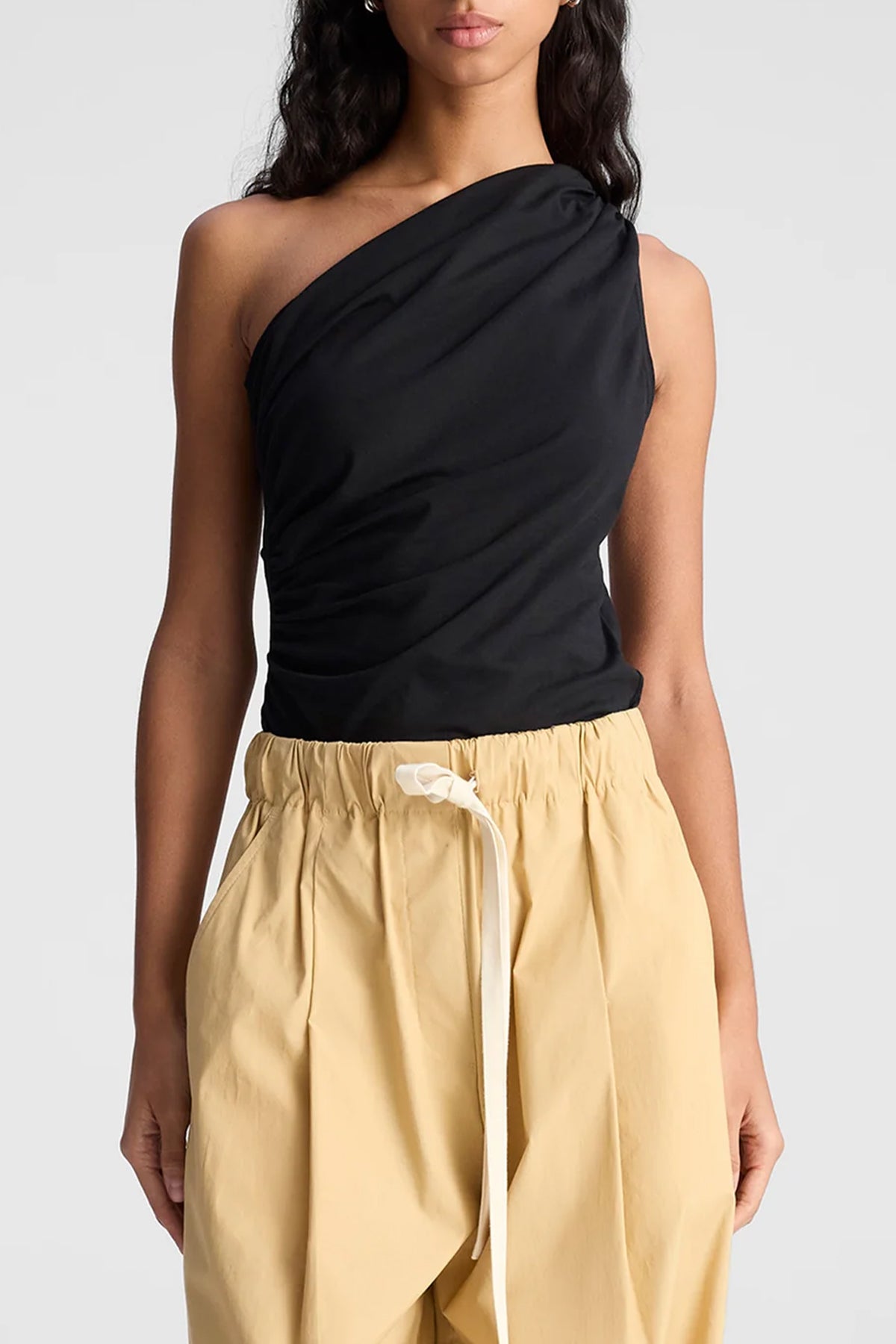 Nova One Shoulder Tank in Black