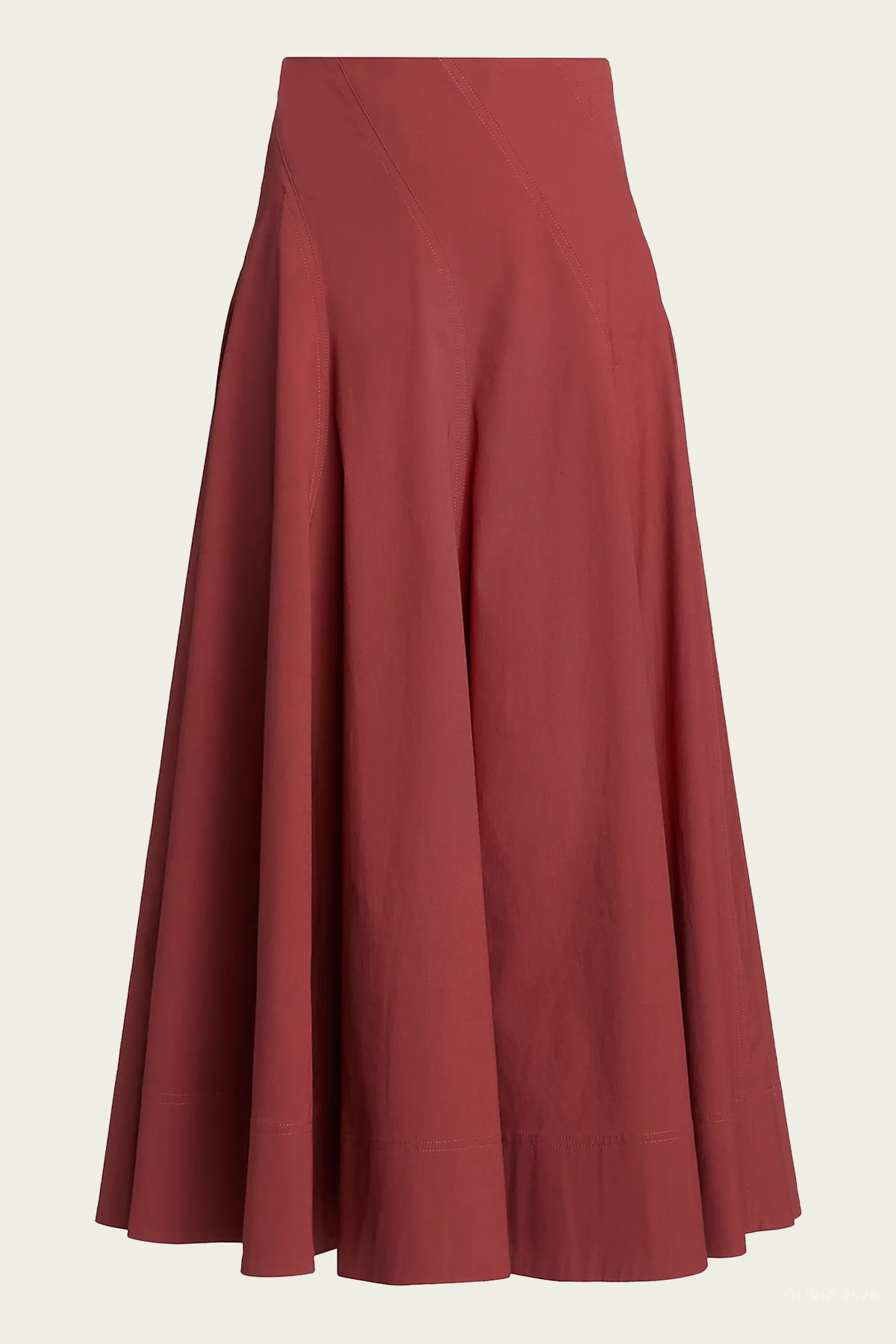Gemma Stretch Cotton Midi Skirt in Apple Butter