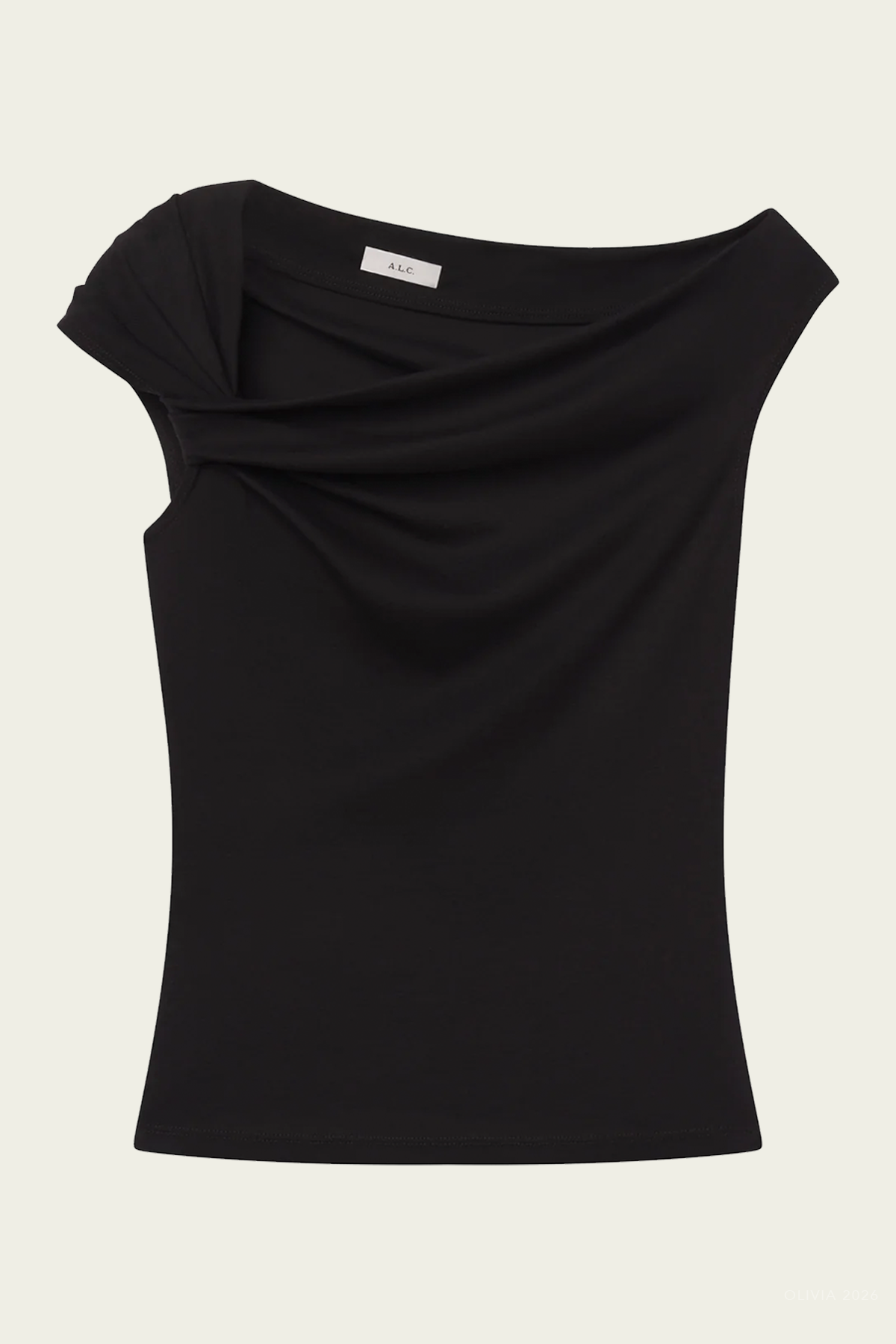 Cece Off-Shoulder Tee in Black