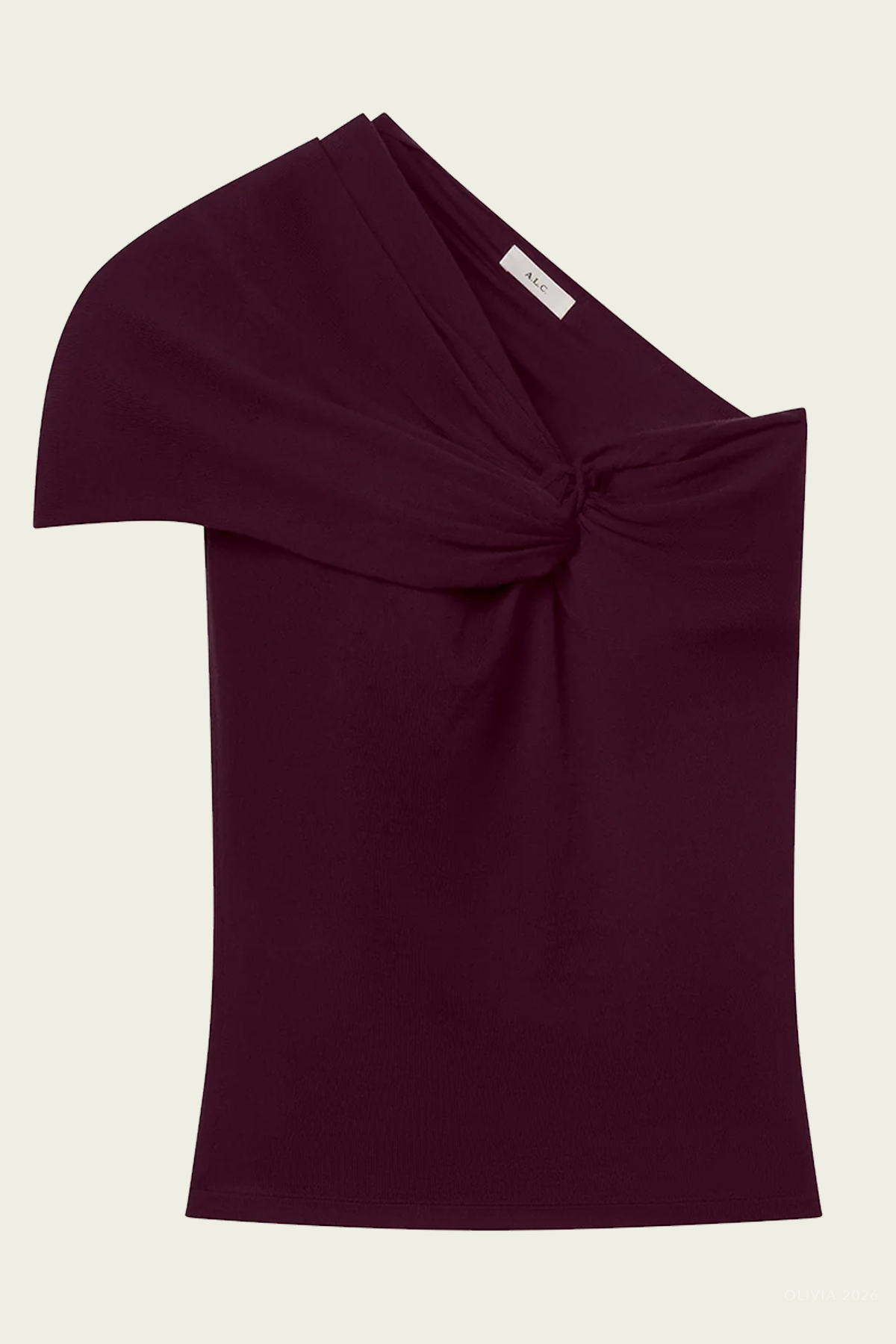Kaylee Fine Merino One Shoulder Top in Dark Mulberry