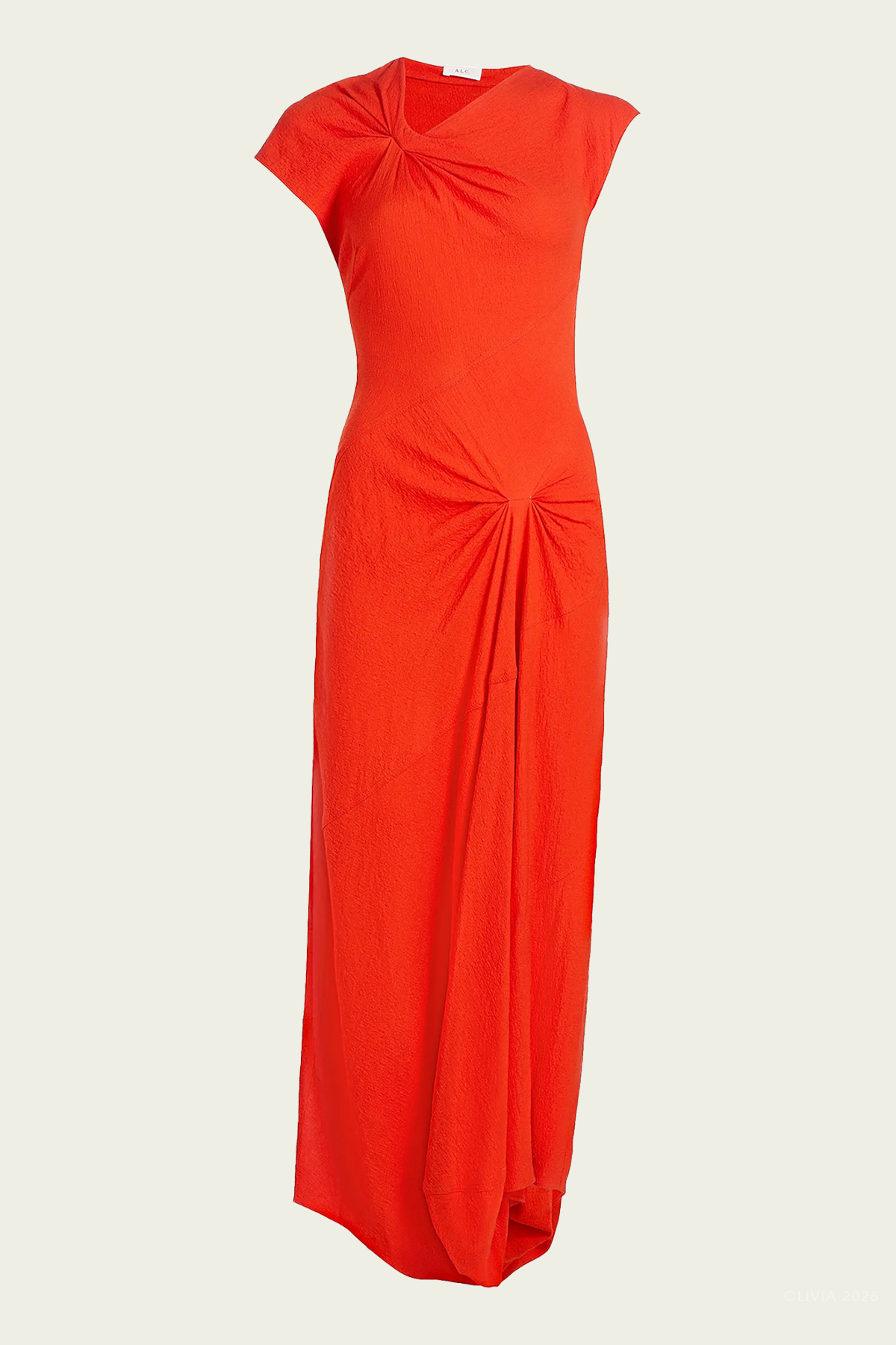 Willa Textured Crepe Midi Dress in Persimmon