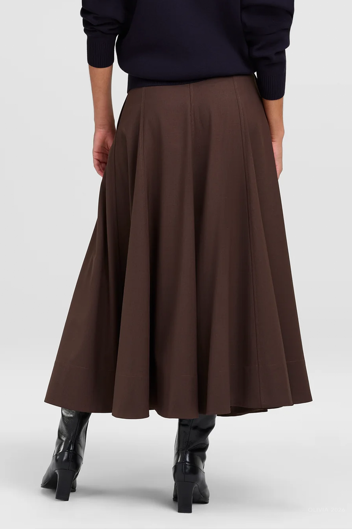 Aminah Tailored Midi Skirt in Coffee