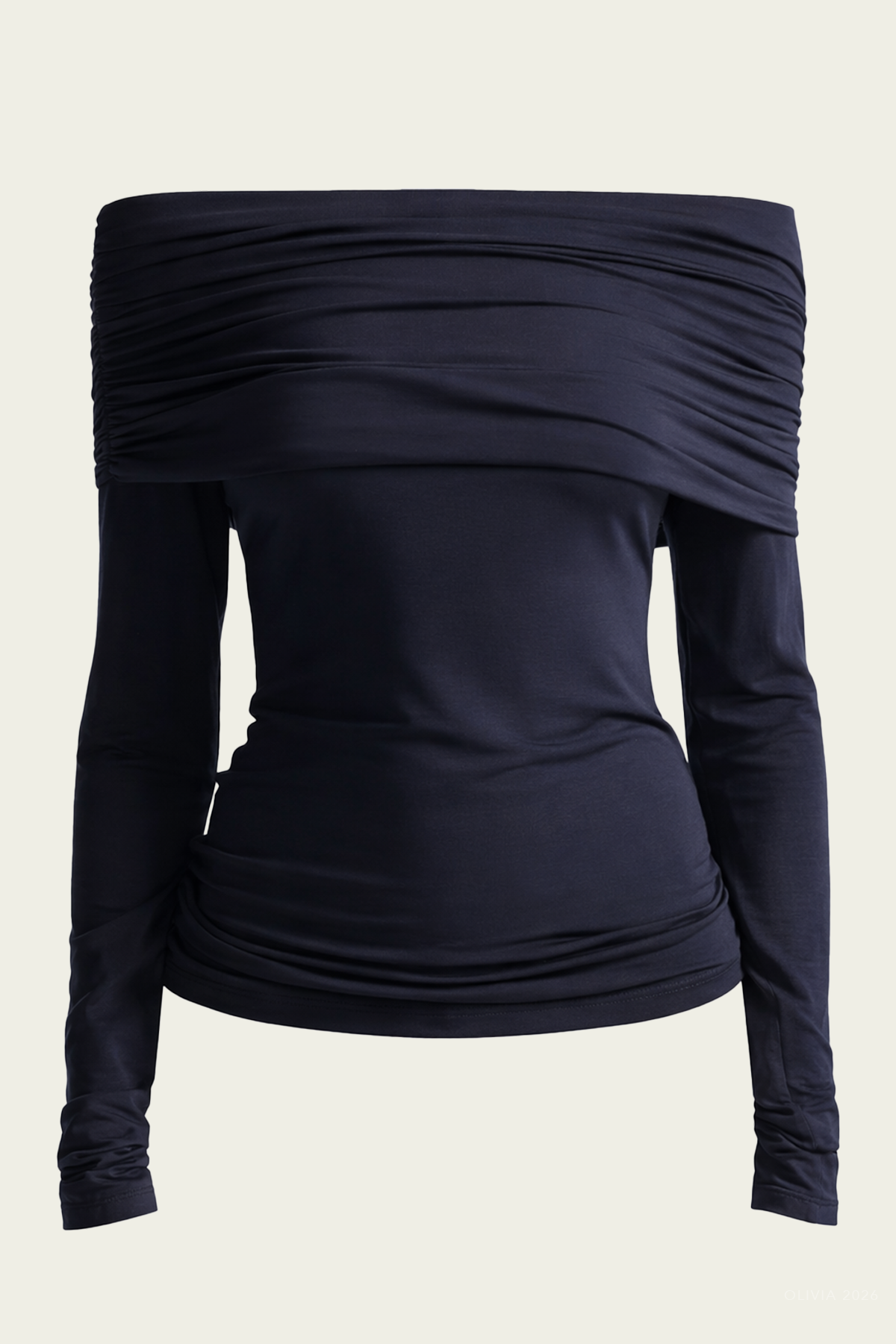 Adeline Off Shoulder Knit Top in Night Blue