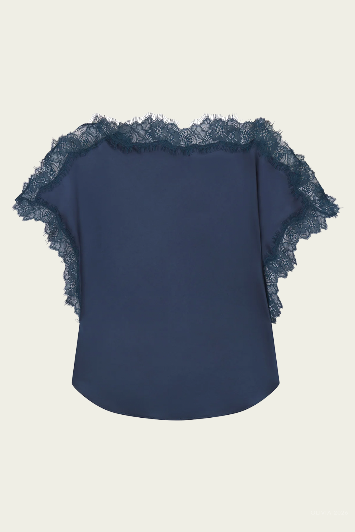 Luna Satin And Lace Top in Ash Blue
