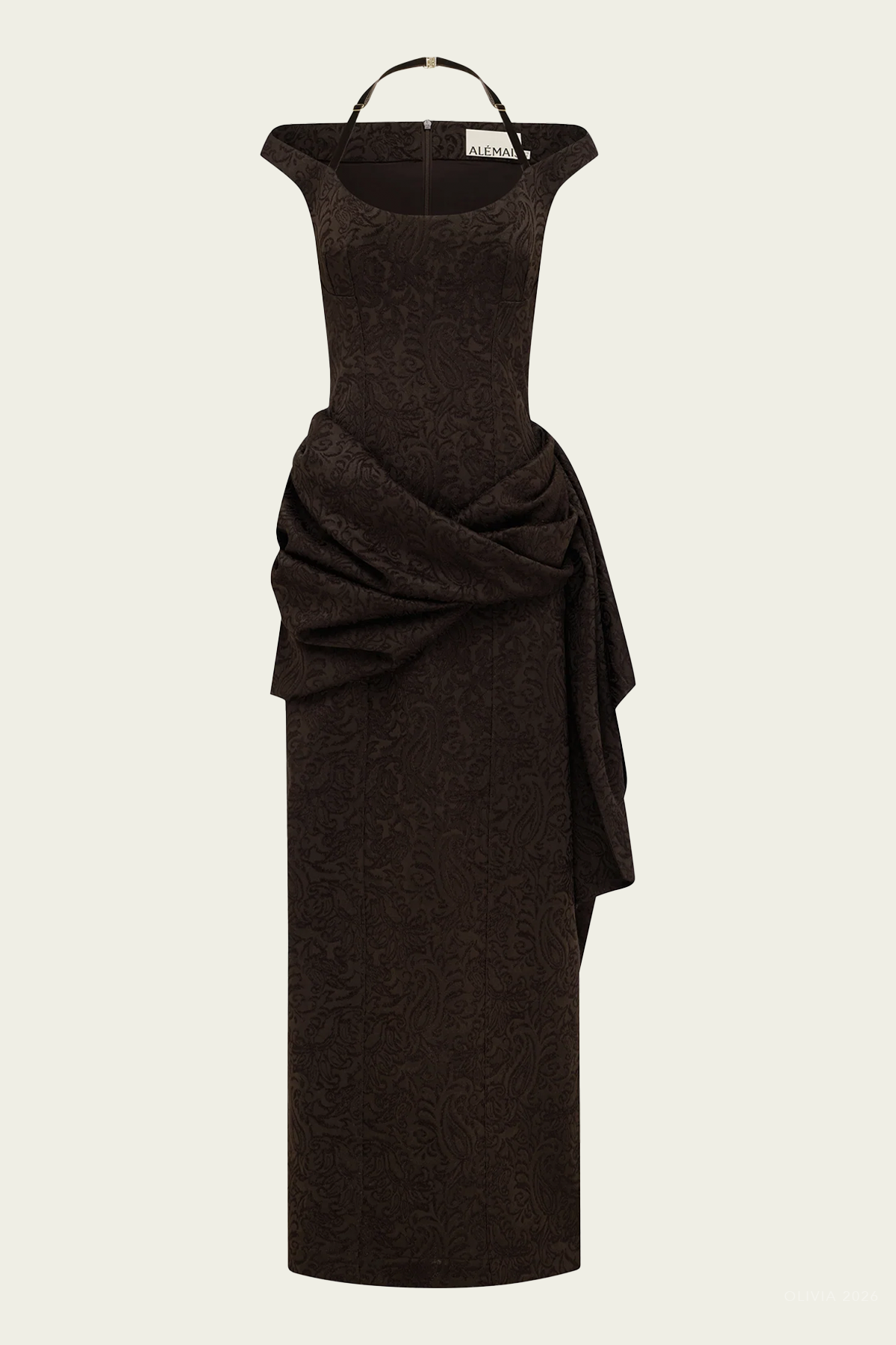 Adeline Drape Gown in Chocolate