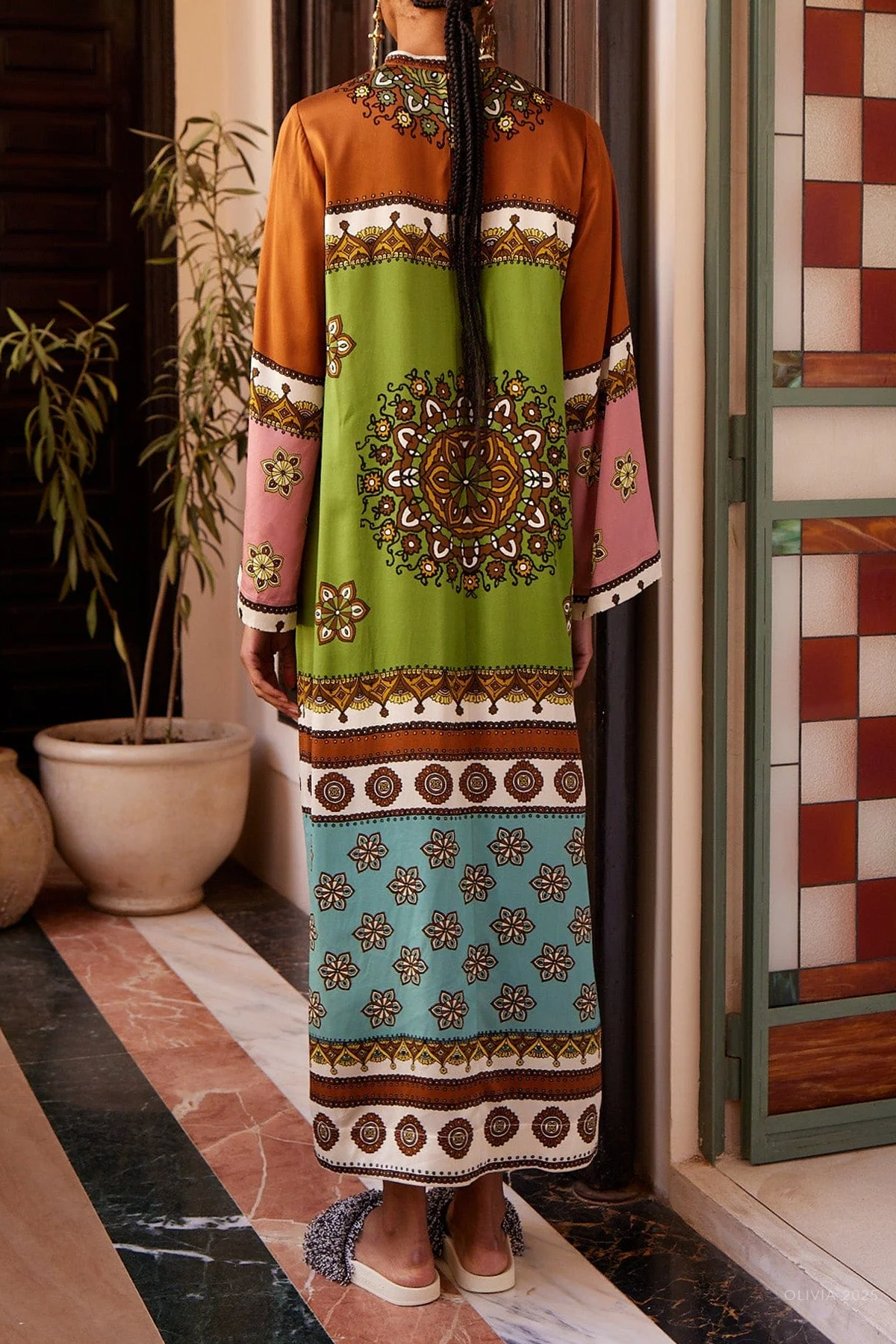 Contina Silk Midi Dress in Multi