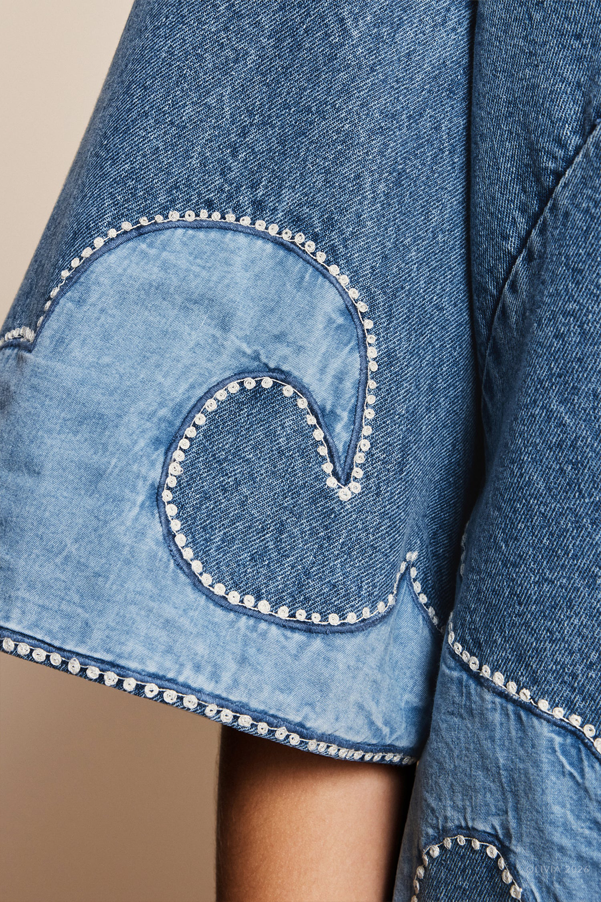 Jesse Denim Applique Mini Dress in Blue