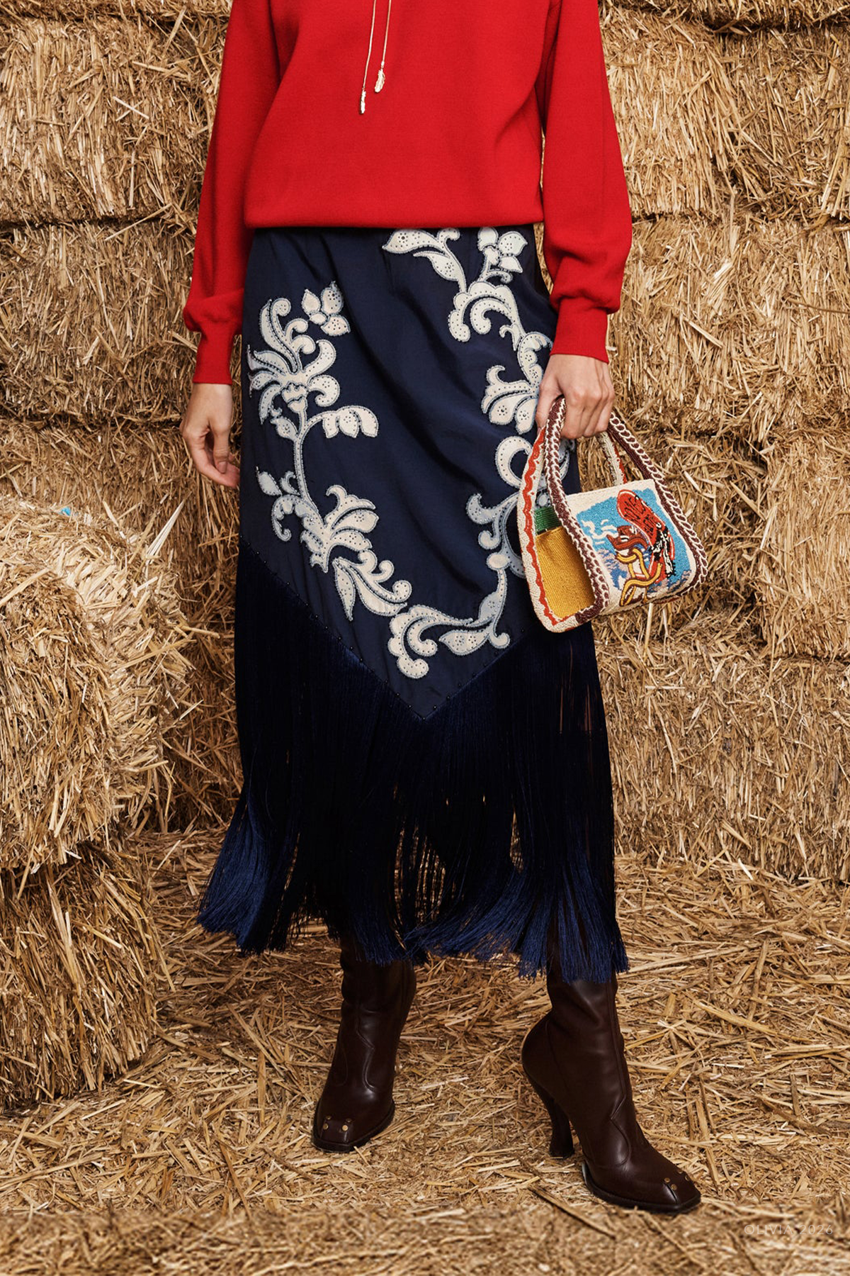 Dillon Applique Skirt in Ink