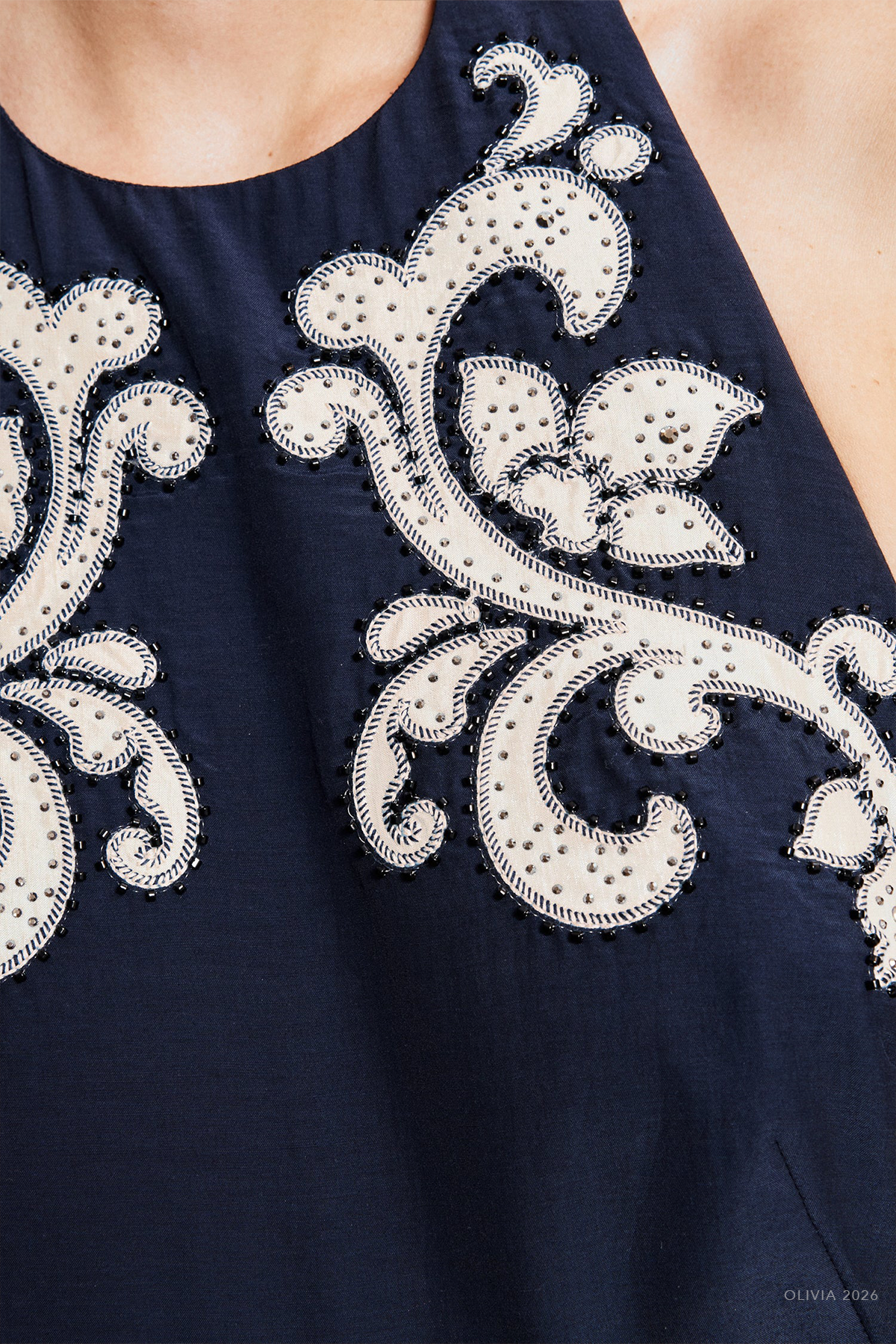 Dillon Applique Halter Gown in Ink