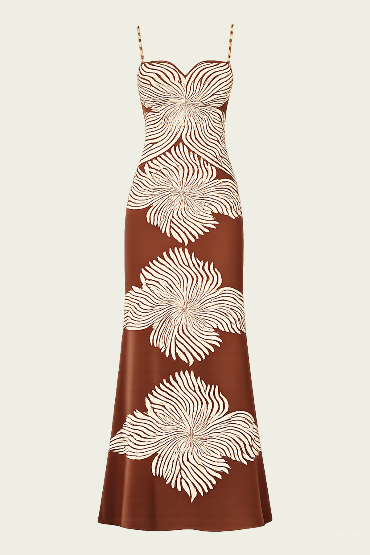 Rayana Midi Dress in Brown Blossom