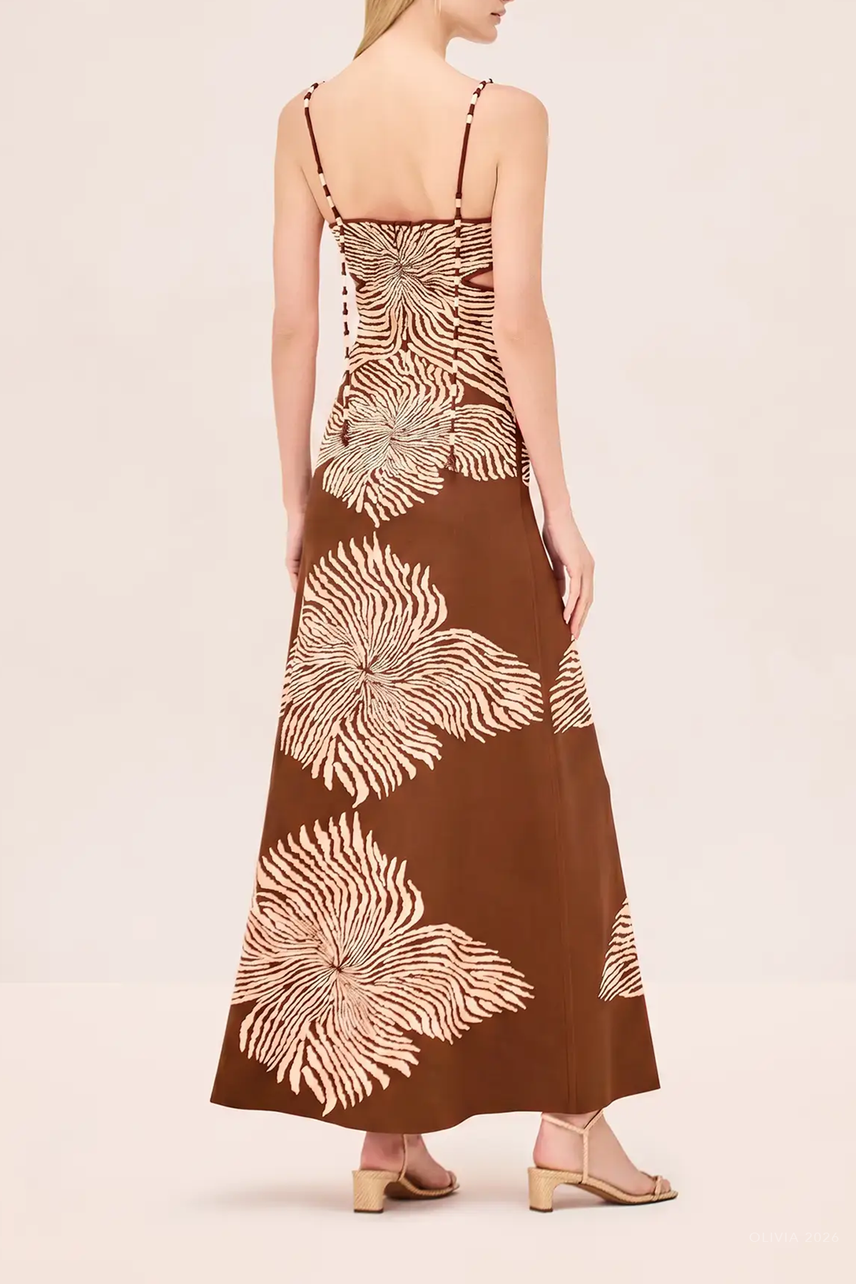 Rayana Midi Dress in Brown Blossom