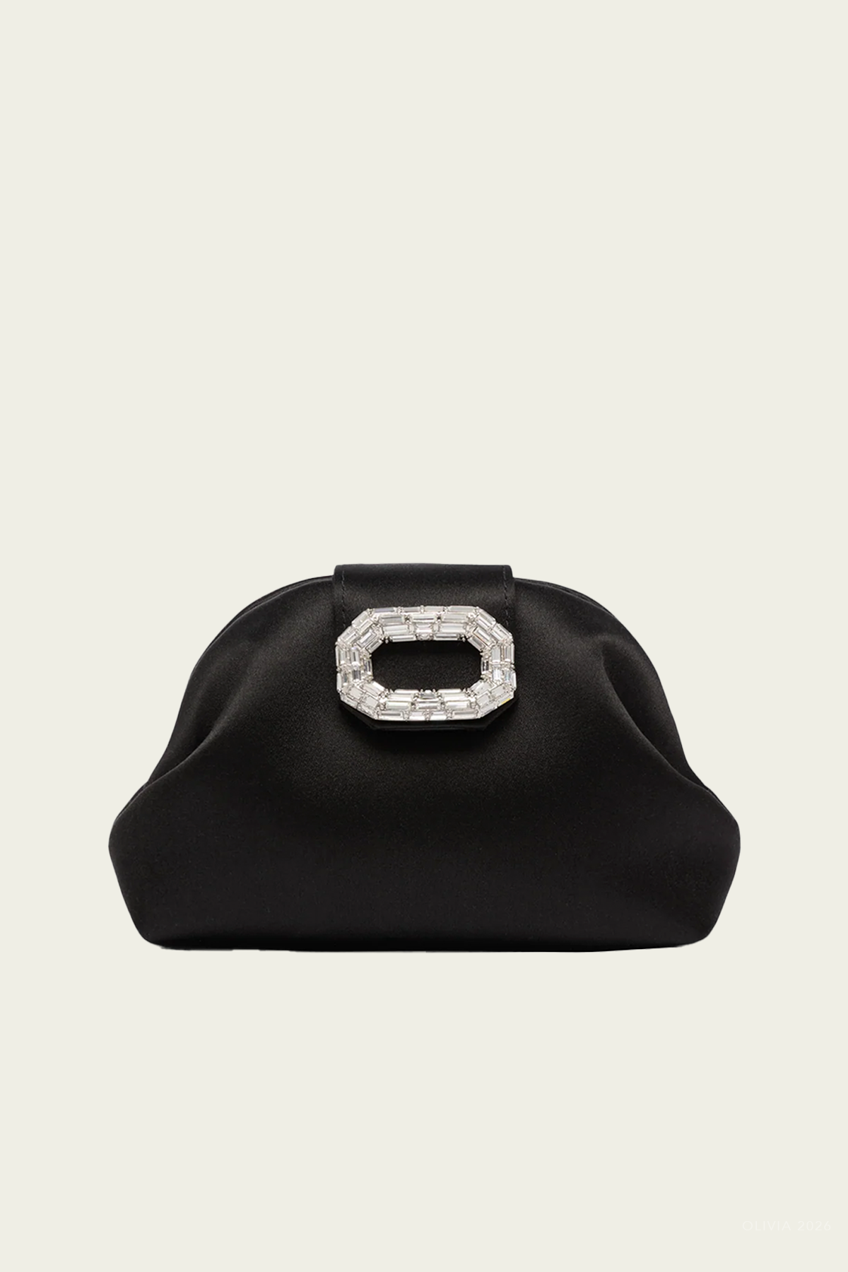 Camelia Satin Micro Clutch in Black
