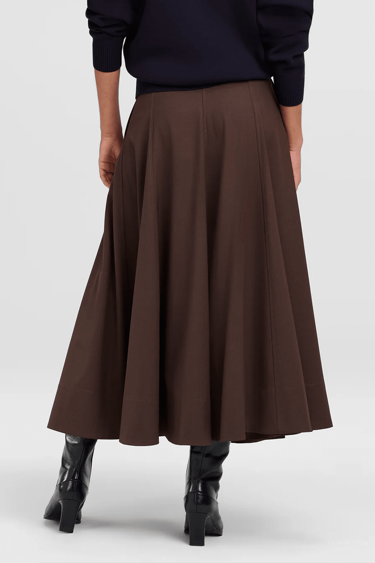 Aminah Tailored Midi Skirt in Coffee - shop-olivia.com