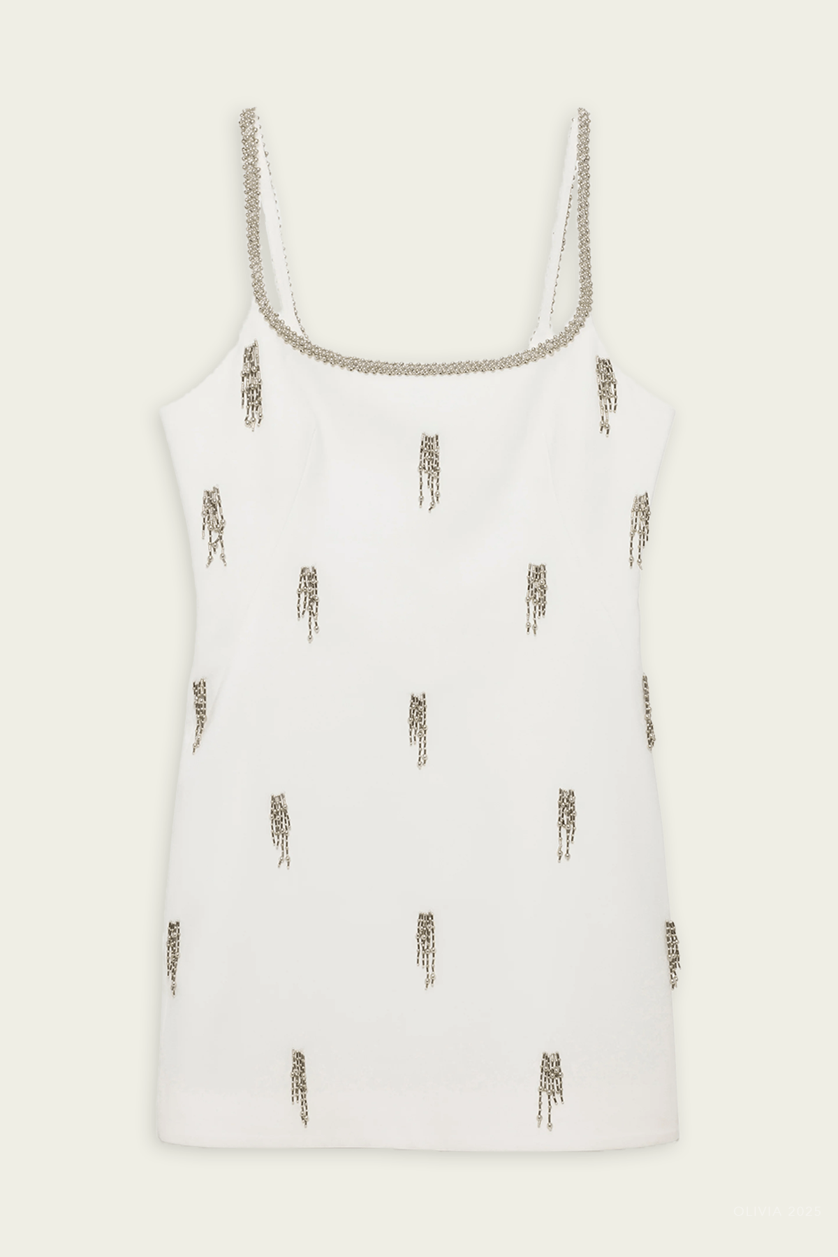 Amy Embellished Mini Dress in Ivory - shop - olivia.com