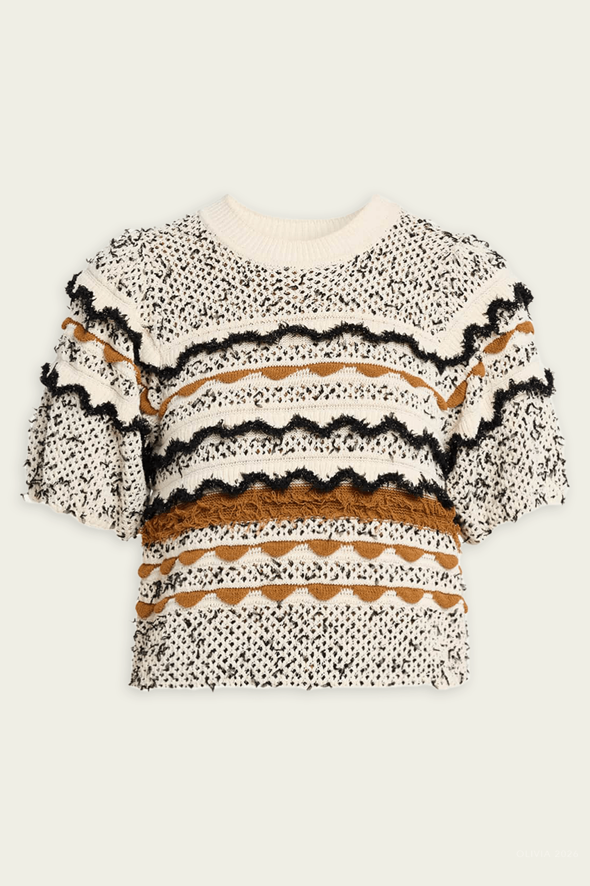 Andira Short - Sleeve Knit Top in Scallop - shop - olivia.com