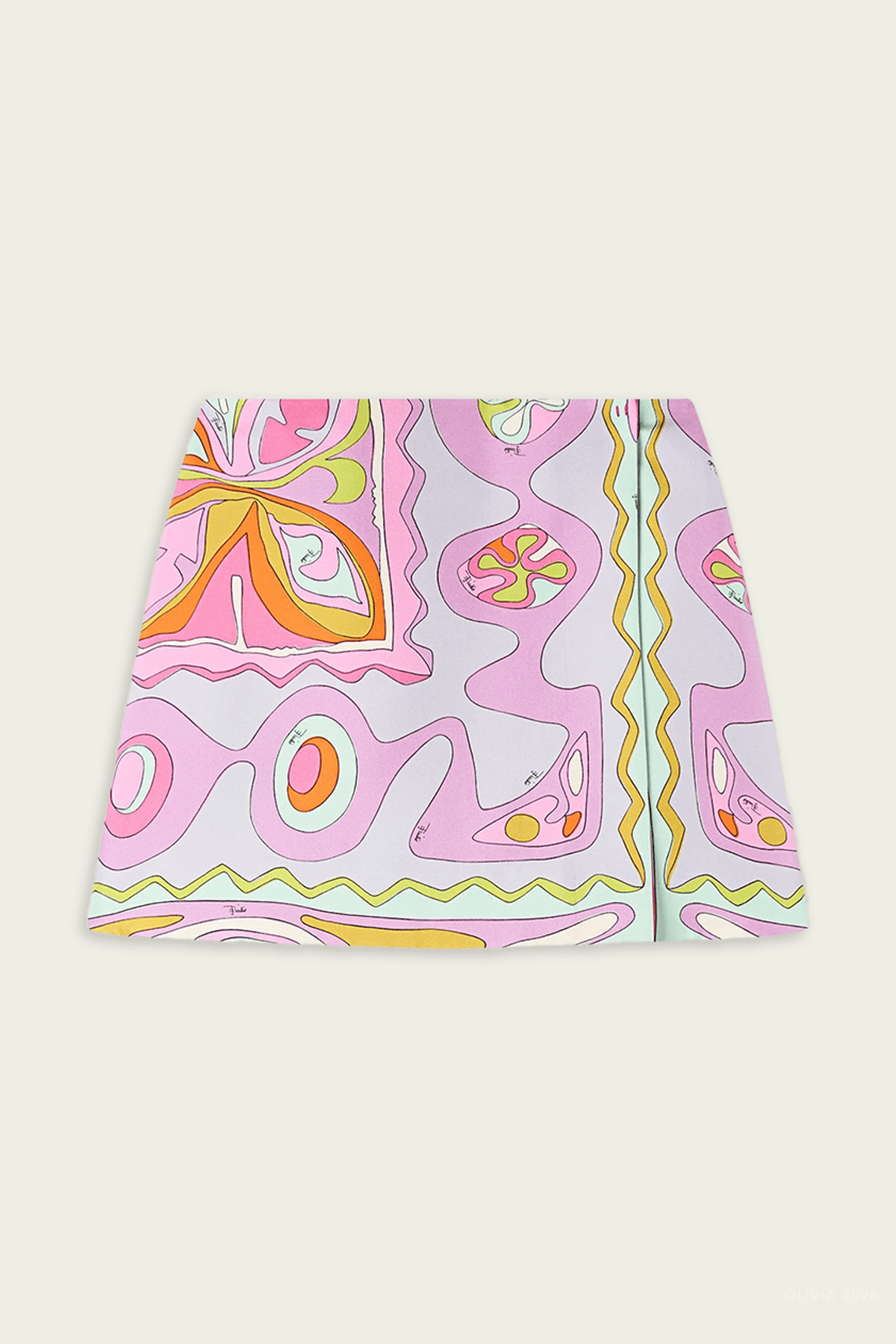 Angoli-Print Silk Skirt in Multicolor - shop-olivia.com