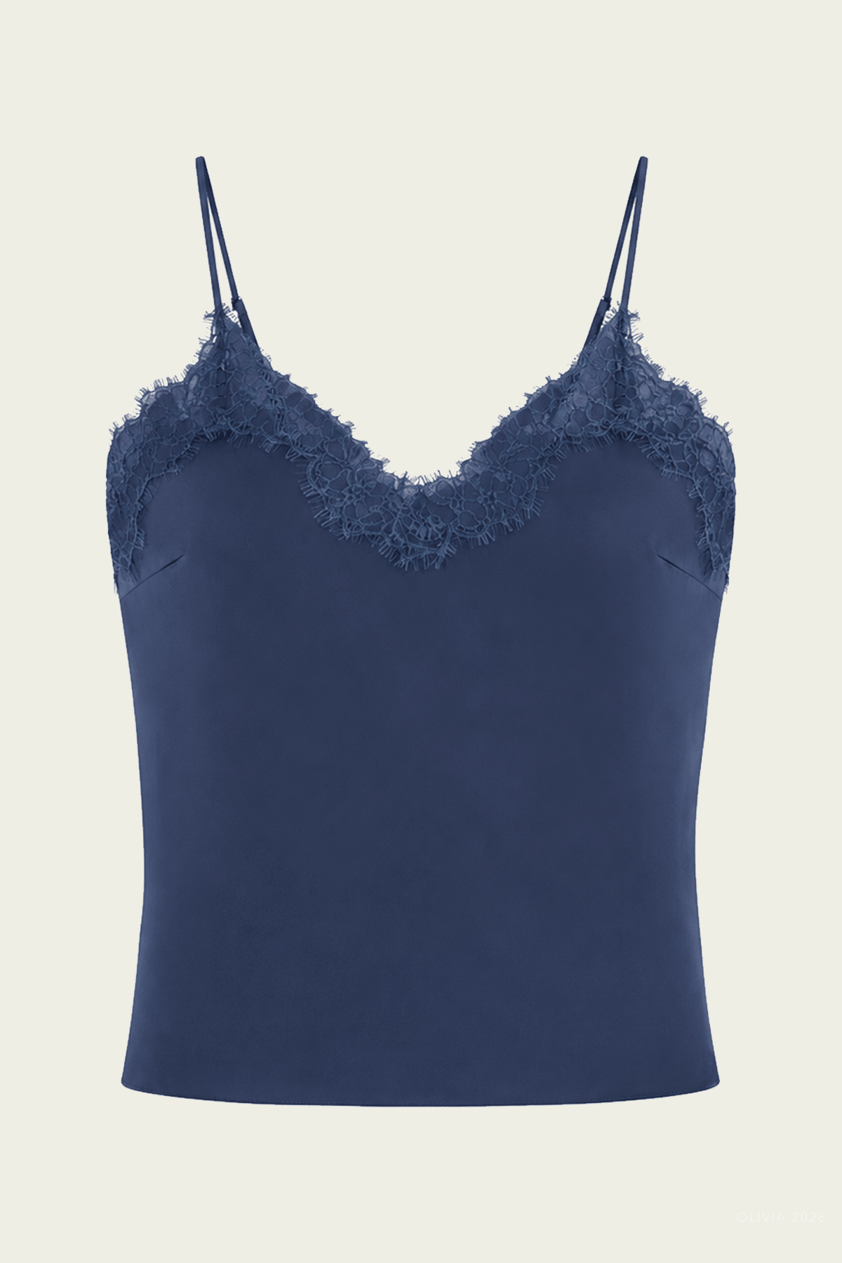 Annabelle Satin And Lace Camisole Top in Ash Blue - shop-olivia.com