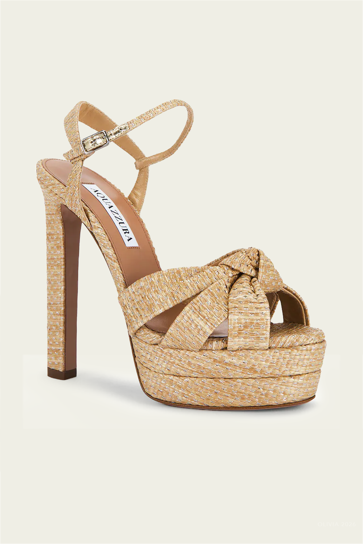 Nina Sandal Plateau 130 in Natural Silver