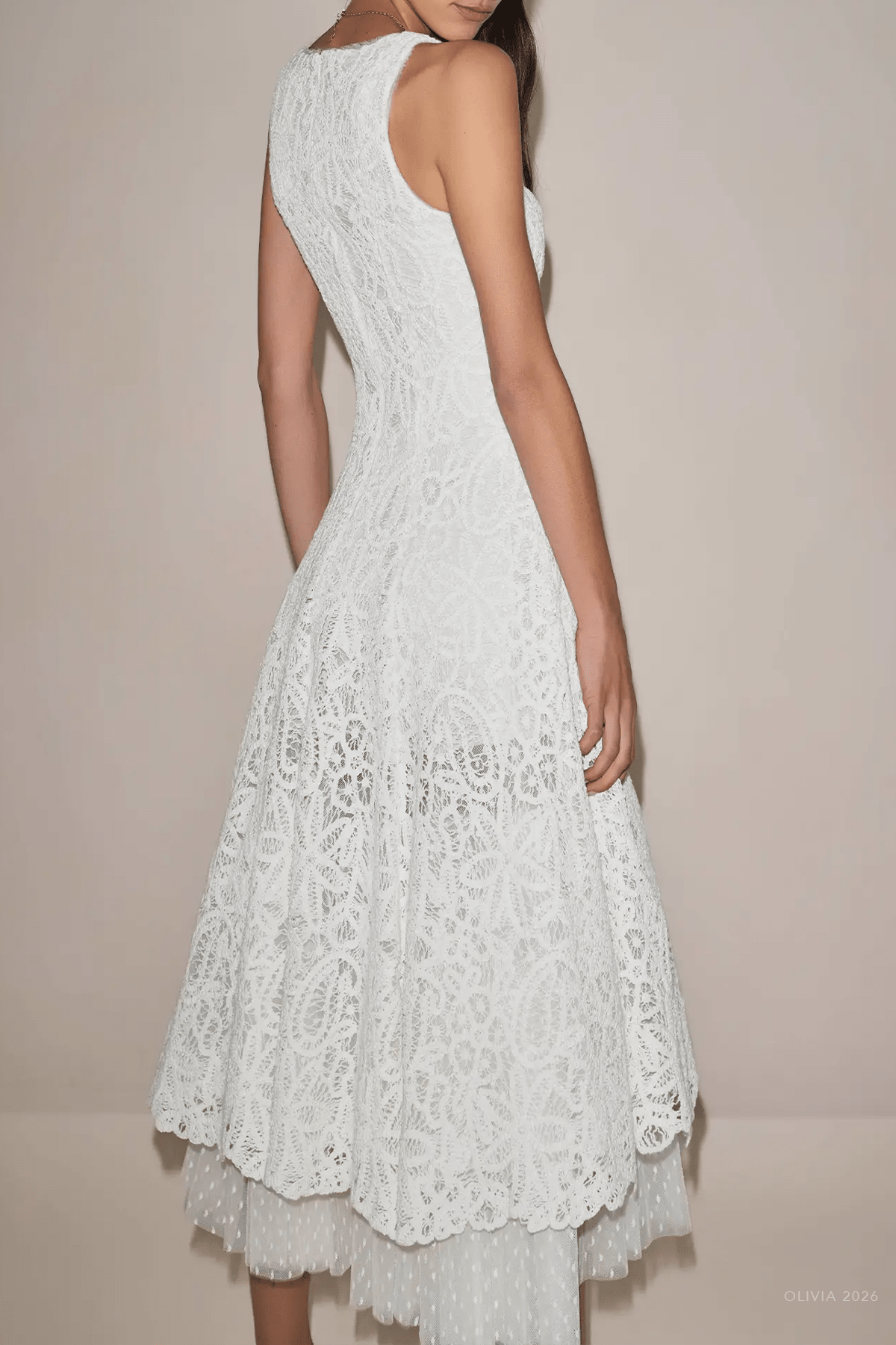 Arancia Midi Dress in Floral Macrame - shop-olivia.com