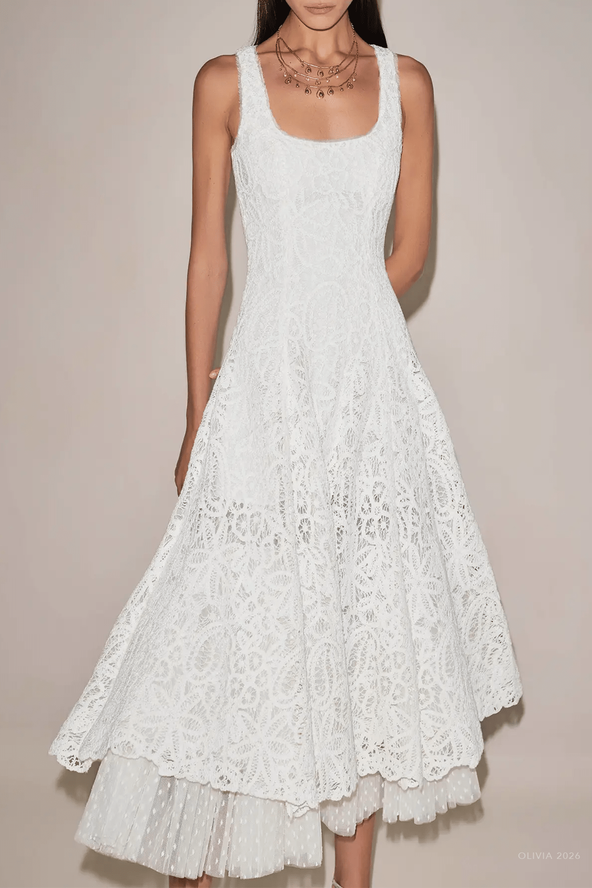 Arancia Midi Dress in Floral Macrame - shop-olivia.com