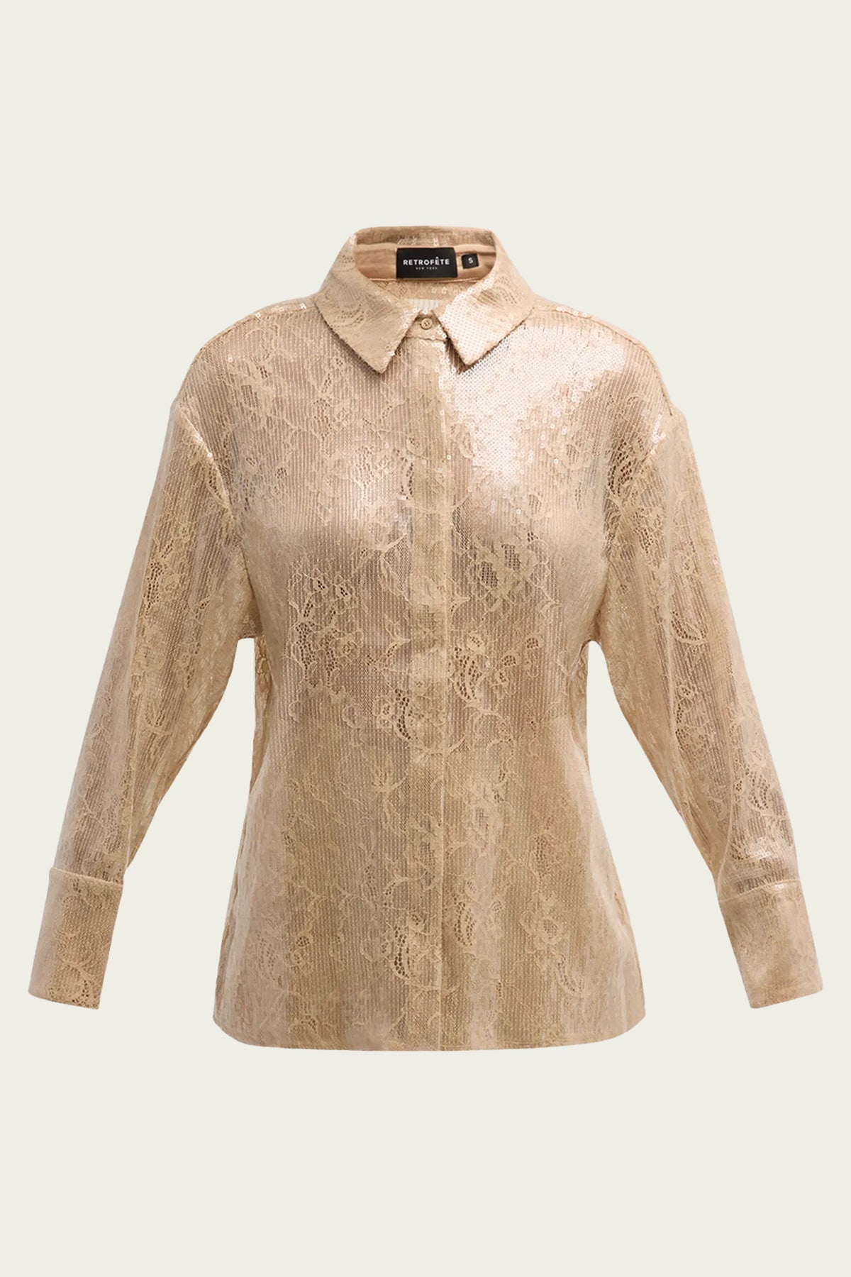 Ariana Sequin Lace Shirt in Nude