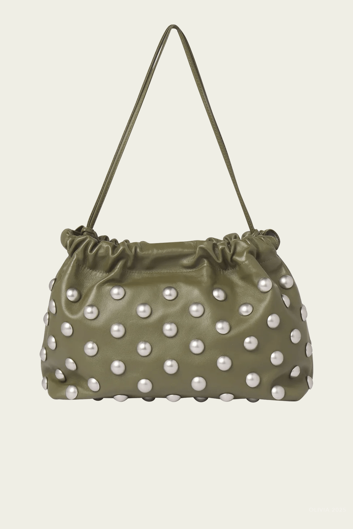 Arlo Studded Leather Bag in Army - shop - olivia.com