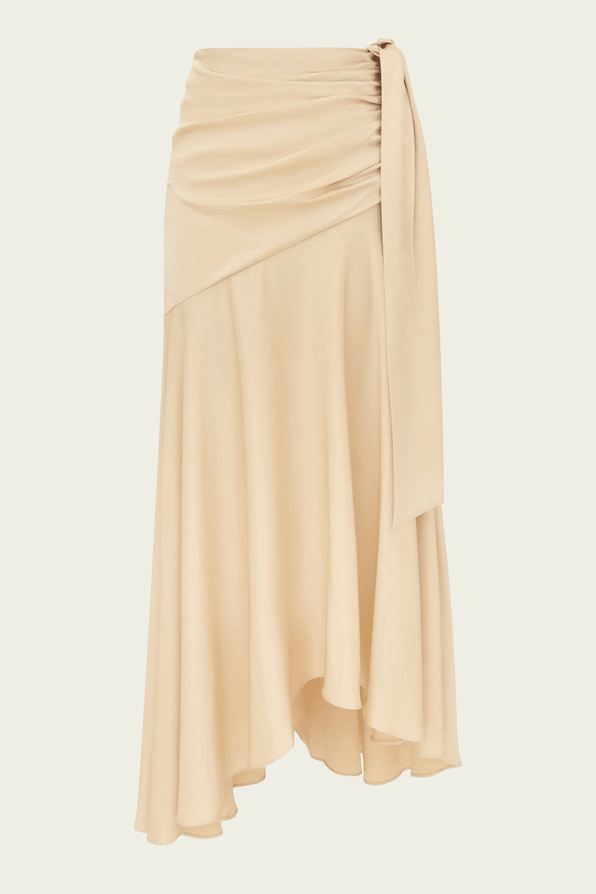 Ascent Draped Maxi Skirt in Cream - shop-olivia.com