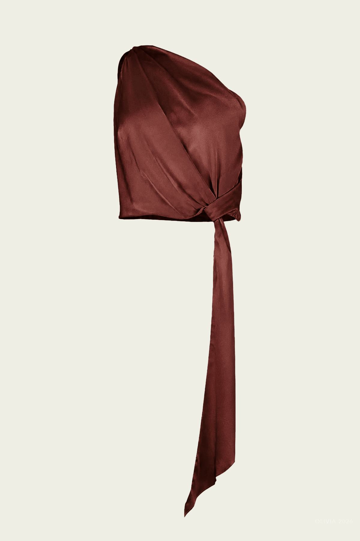 Asymmetrical Drape Top with Tail in Henna - shop-olivia.com