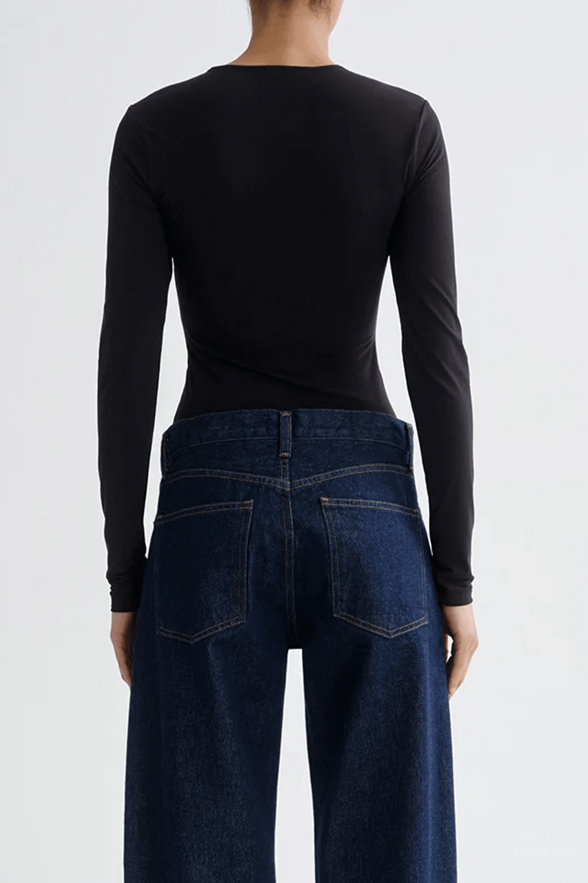 Aura Long-Sleeve Bodysuit in Black - shop-olivia.com