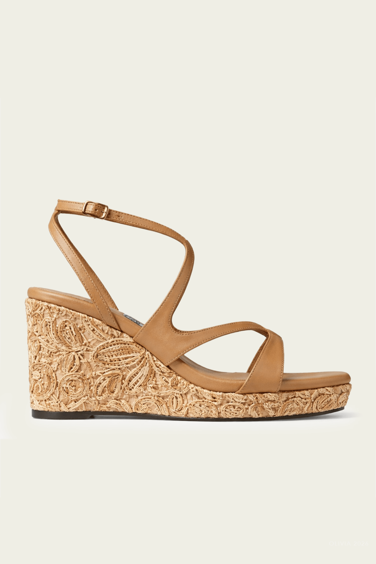 Ayla 85 Floral Woven Wedge in Cappuccino Natural - shop - olivia.com