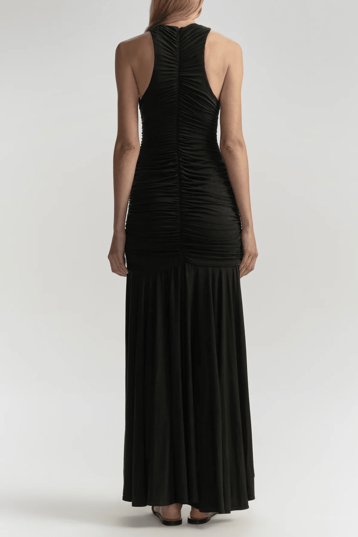 Ayla Ruched Knit Midi Dress in Black - shop - olivia.com