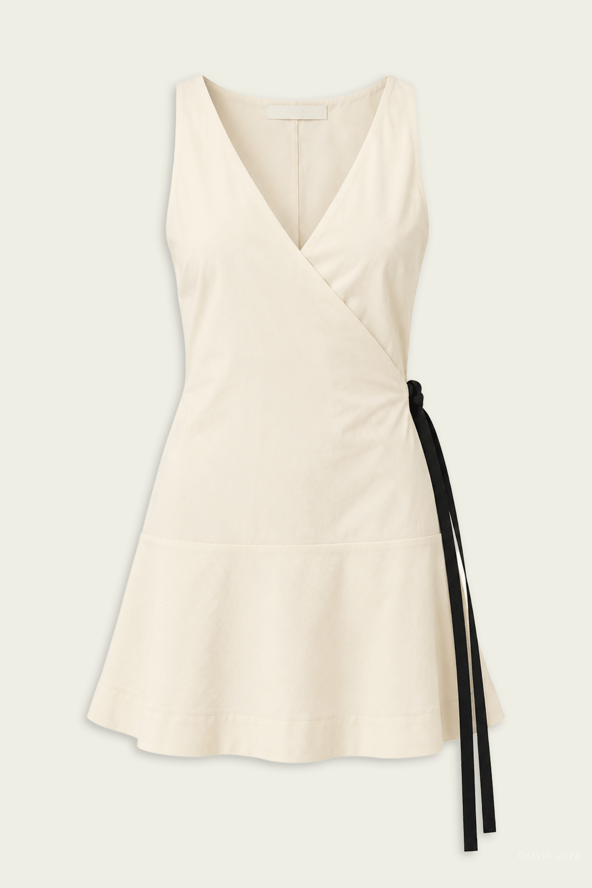 Ayla Tie Mini Dress in Bone - shop-olivia.com