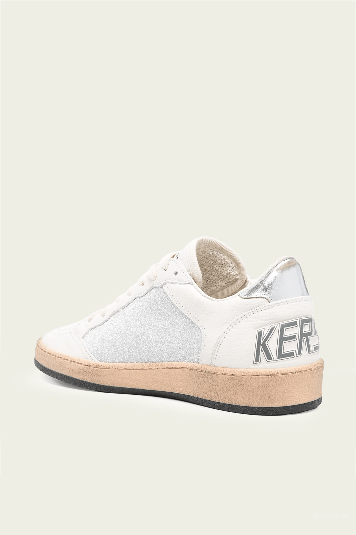 Ball - Star Natural White Glitter Leather Sneaker - shop - olivia.com