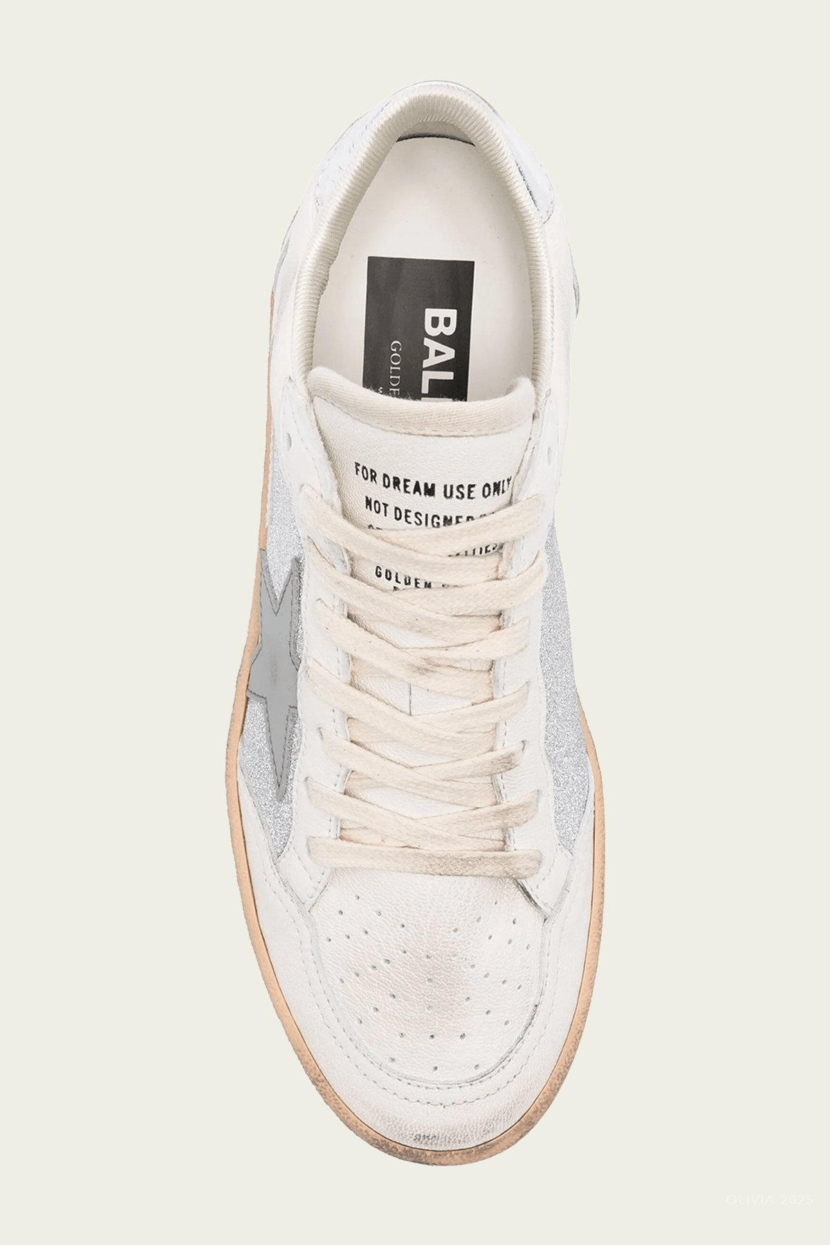 Ball - Star Natural White Glitter Leather Sneaker - shop - olivia.com