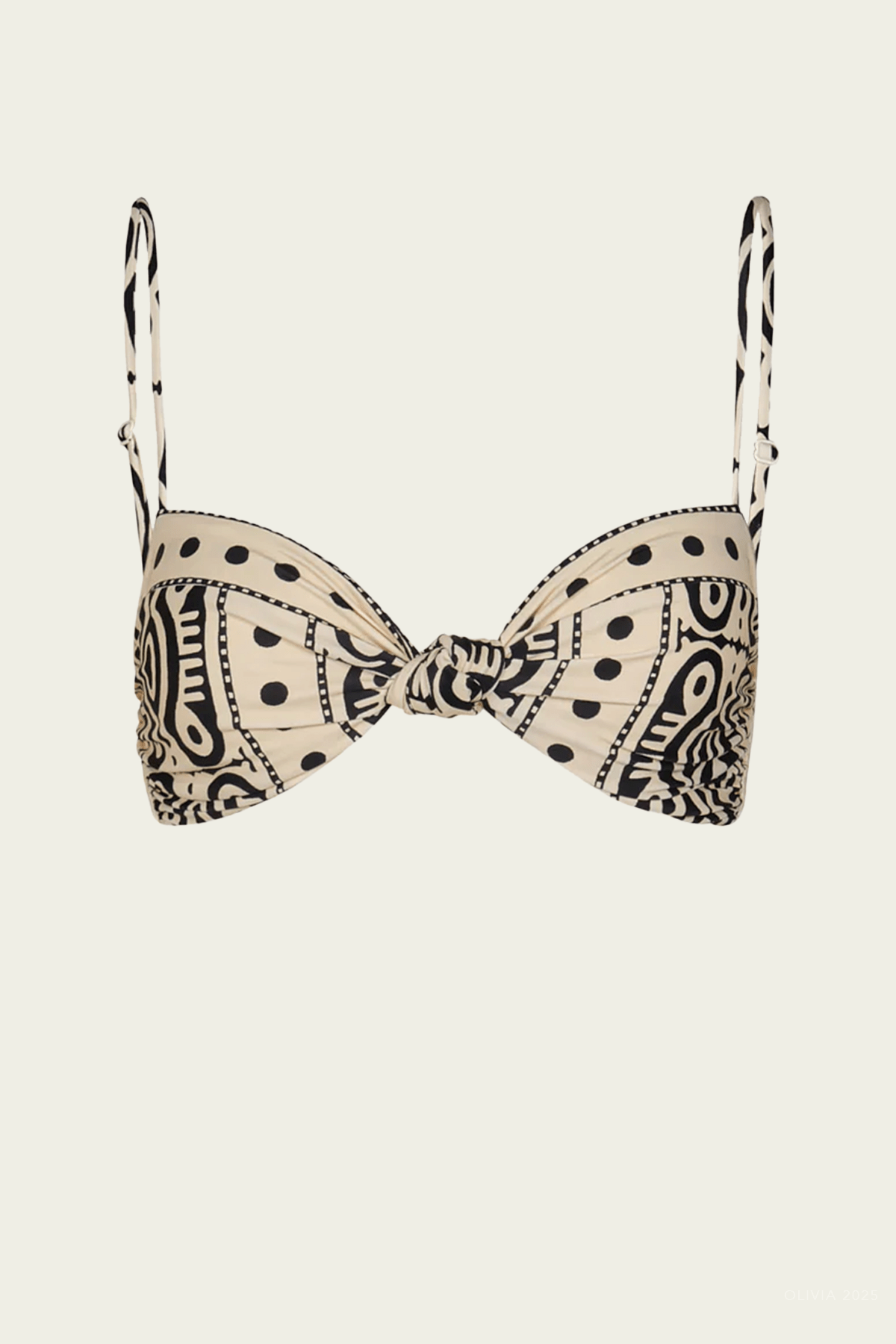 Bandana Marina Bikini Top in Ecru Black - shop - olivia.com