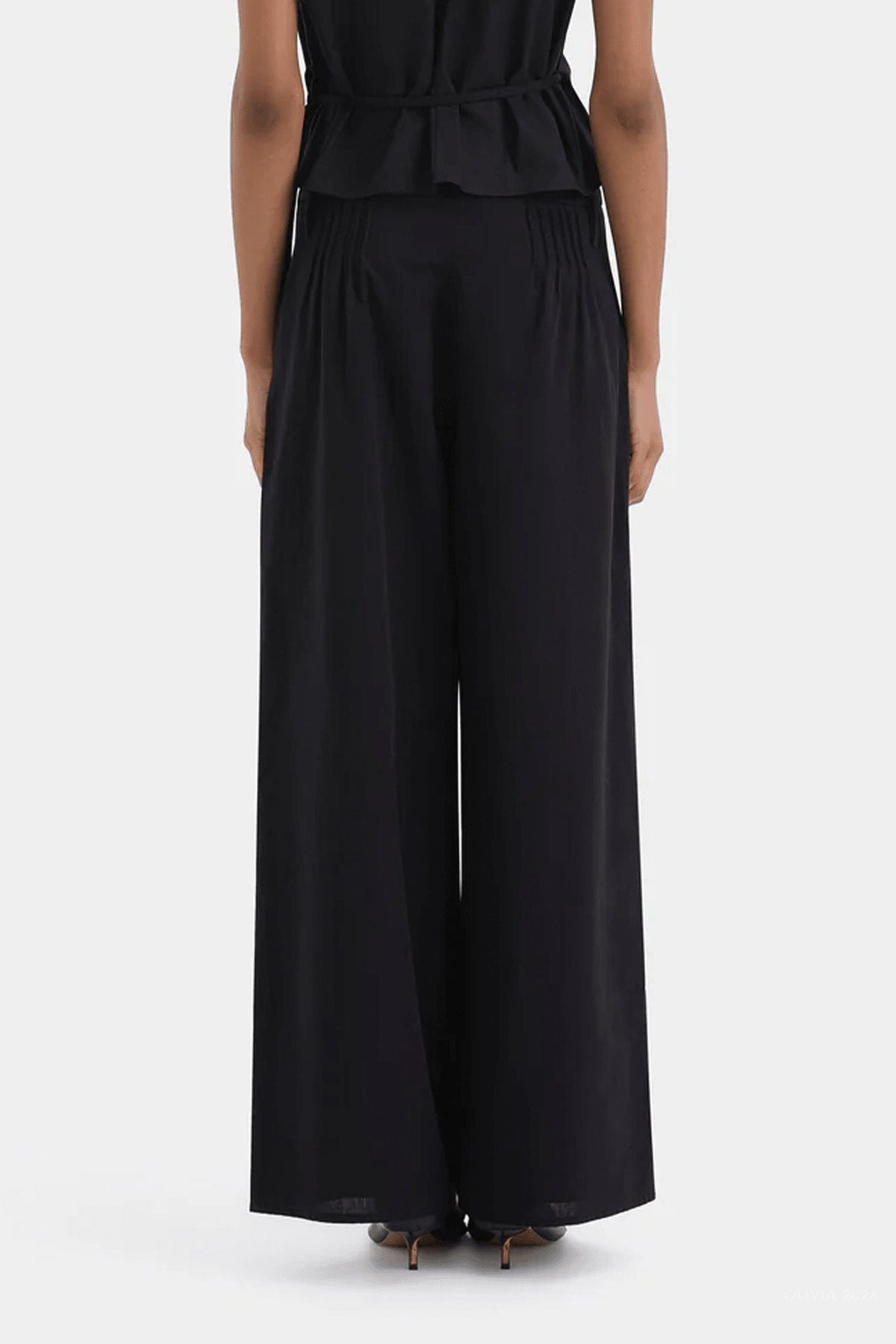 Beatrice Pintuck Pant in Black - shop - olivia.com
