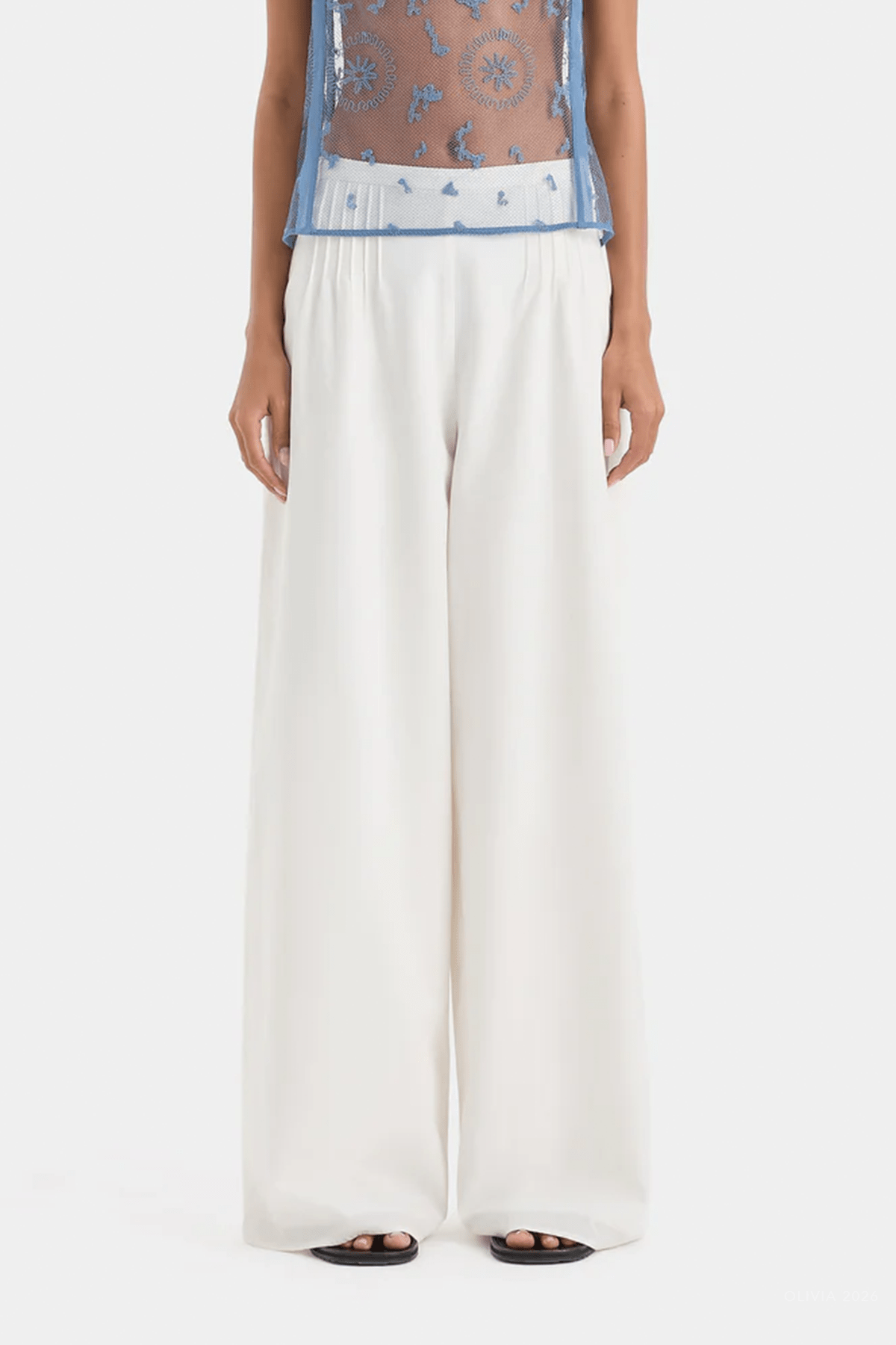 Beatrice Pintuck Pant in Ivory - shop - olivia.com
