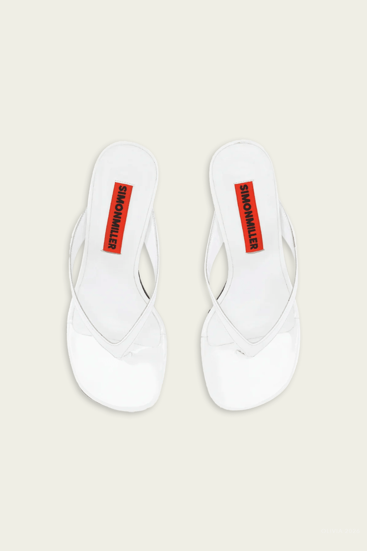 Beep Thong in White Patent - shop-olivia.com