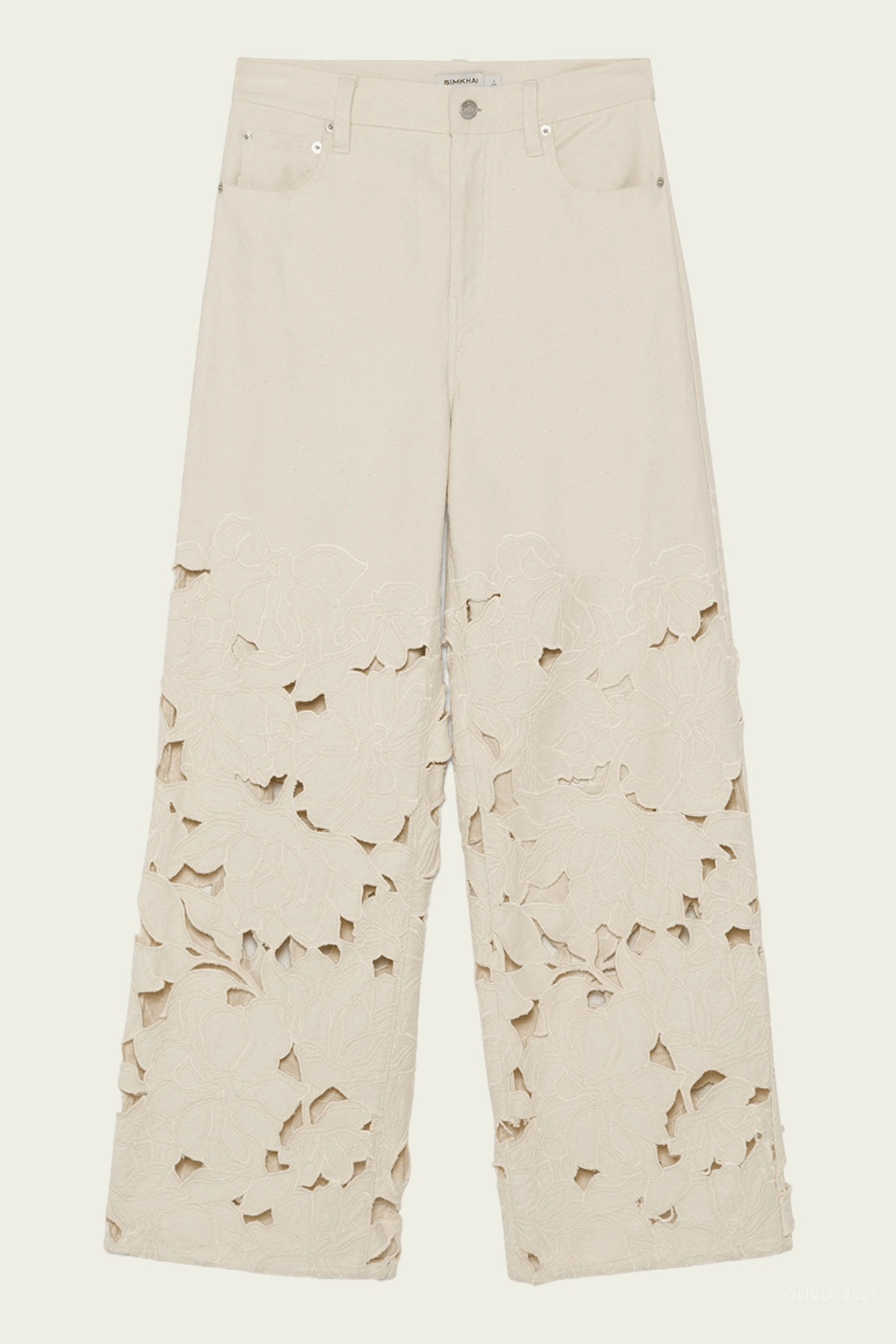 Betty Floral Cut - Out Jean in Ecru - shop - olivia.com