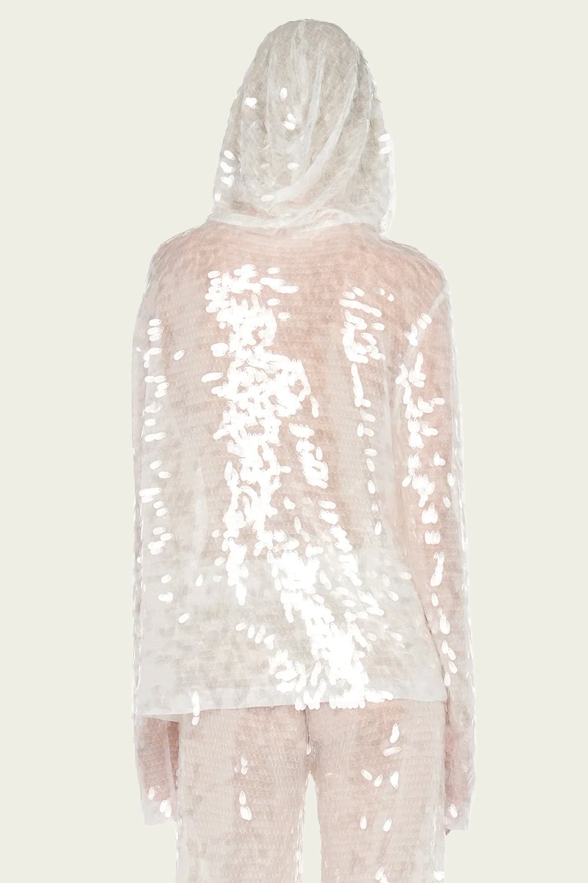 BF Long-Sleeve Hooded Top in Clear White - shop-olivia.com