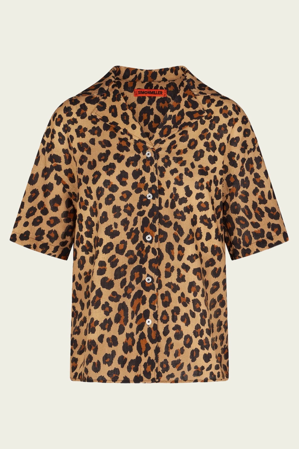 Bia Linen Camp Shirt in Leopard - shop - olivia.com