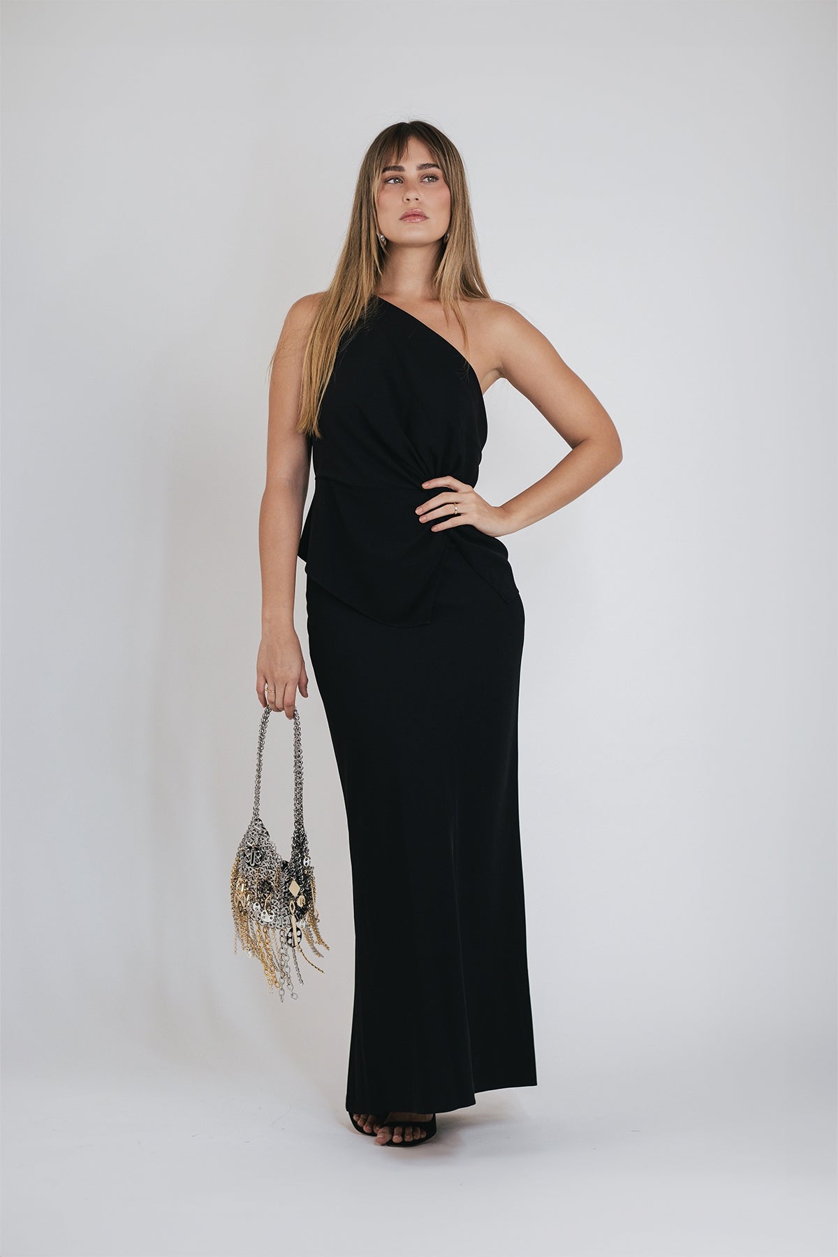 Bias Maxi Skirt in Black Crepe - shop - olivia.com