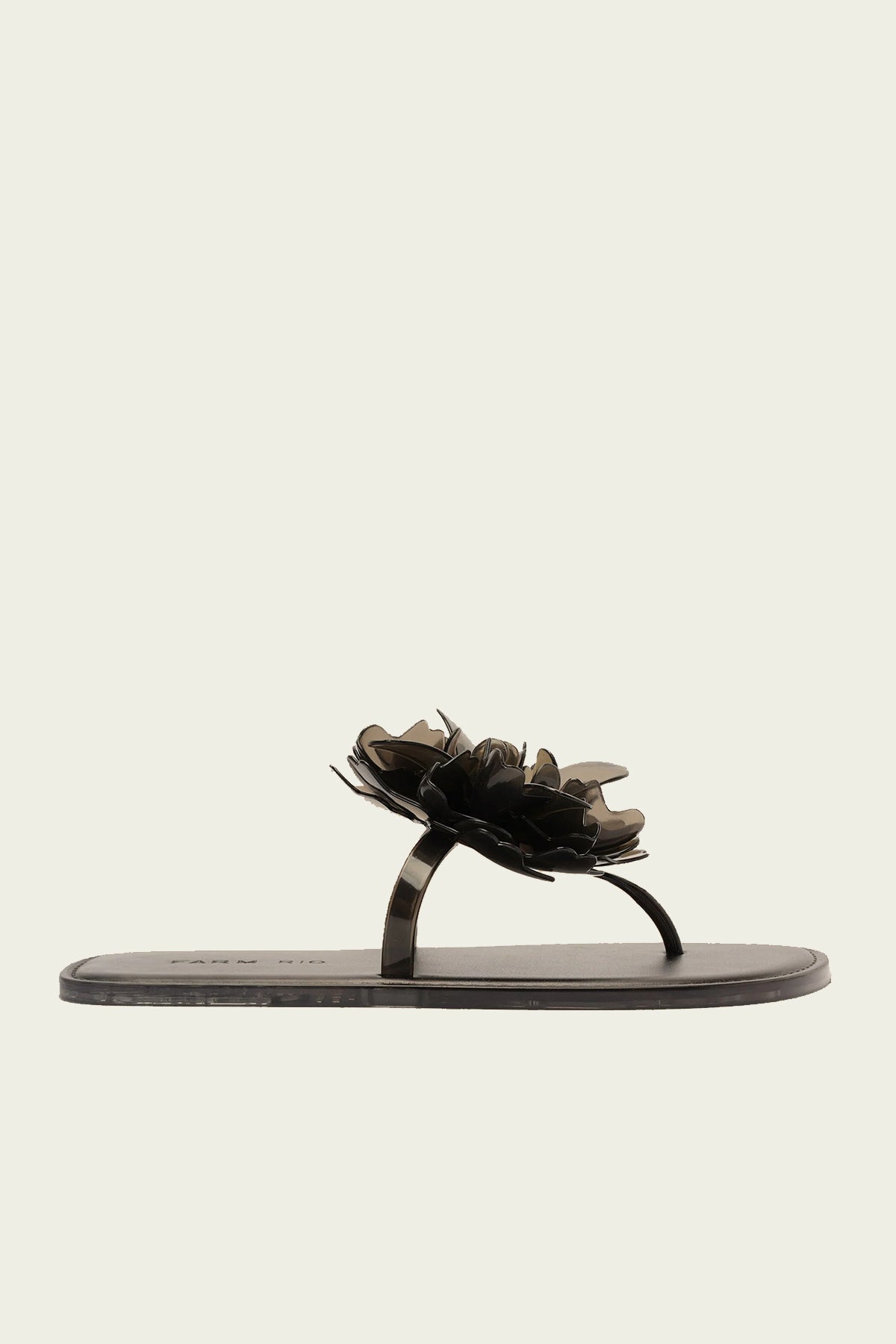 Black Flower Jelly Flat Sandal - shop - olivia.com