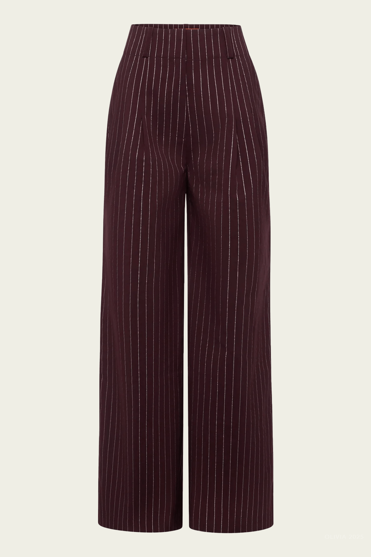 Bloo Pinstripe Pant in Bordeaux Metallic Pinstripe - shop - olivia.com
