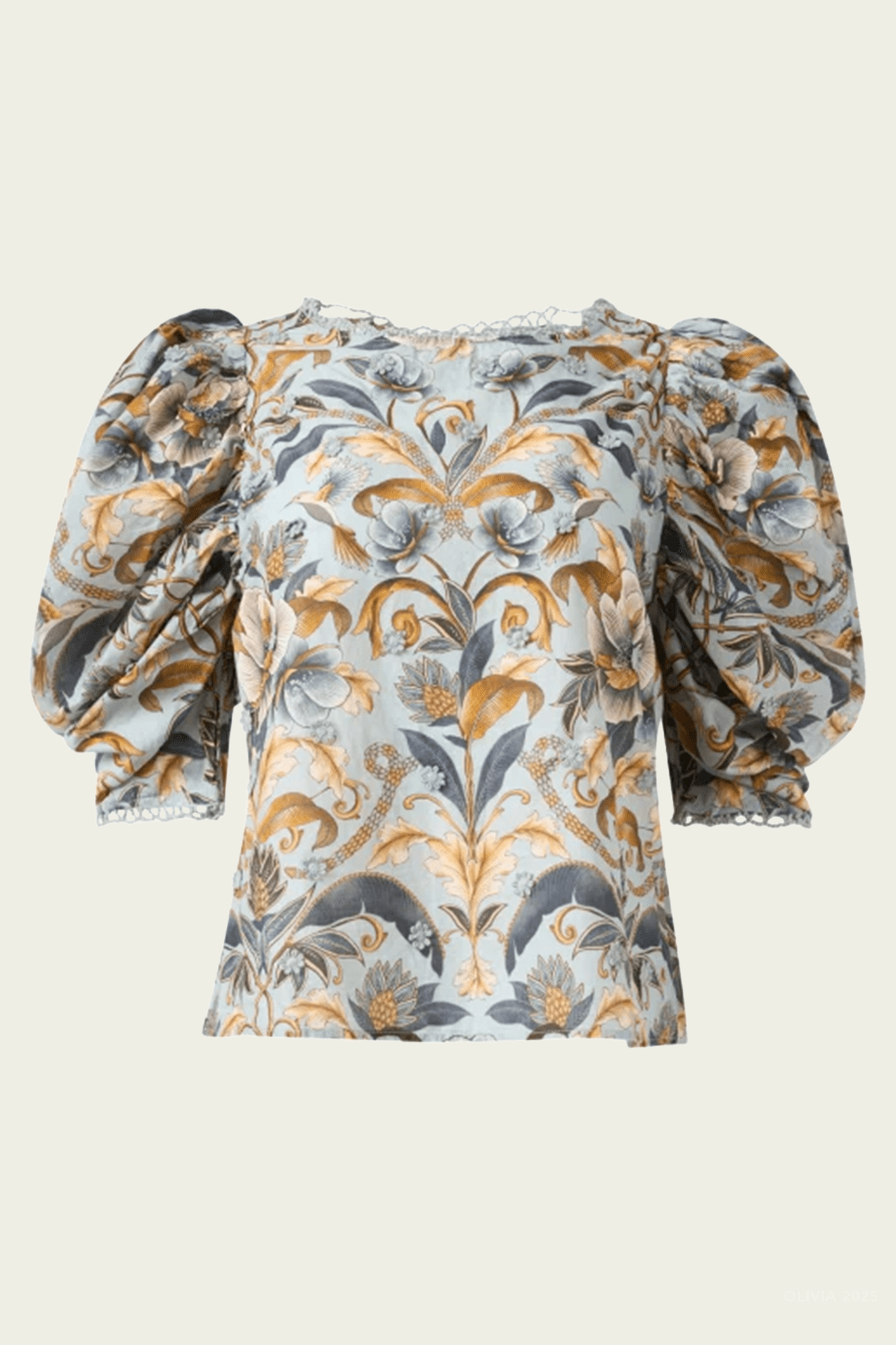 Blue Snake Garden 3D Applique Blouse - shop - olivia.com